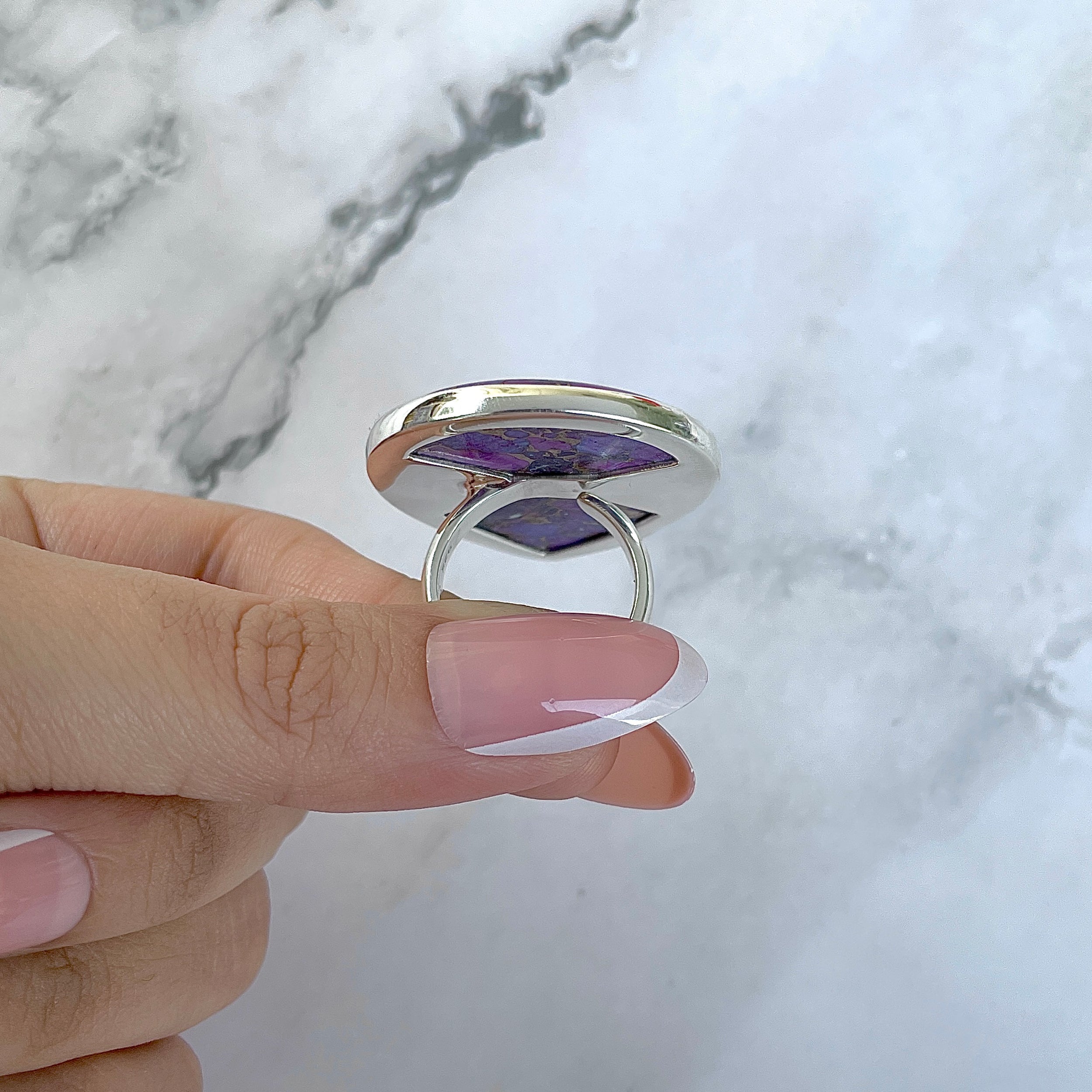 Purple Mojave Copper Turquoise Adjustable Ring-(PCT-R-3.)