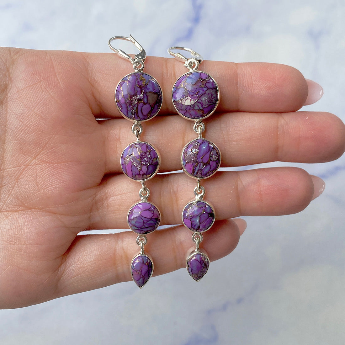 Purple Mojave Copper Turquoise Jewelry Set-(PCT-ST-1.)