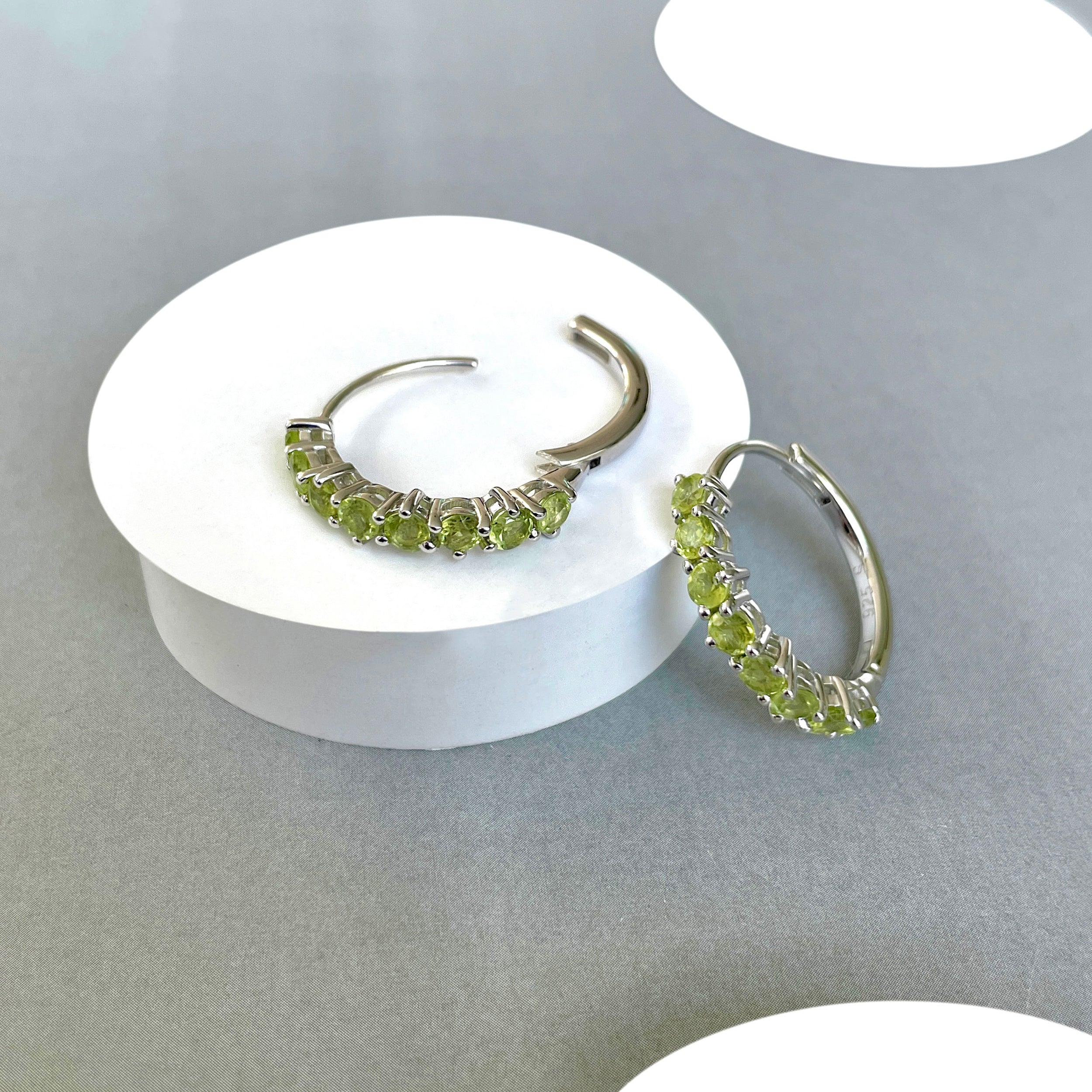 Peridot Hoop Earrings-(PER-SE-1276.)