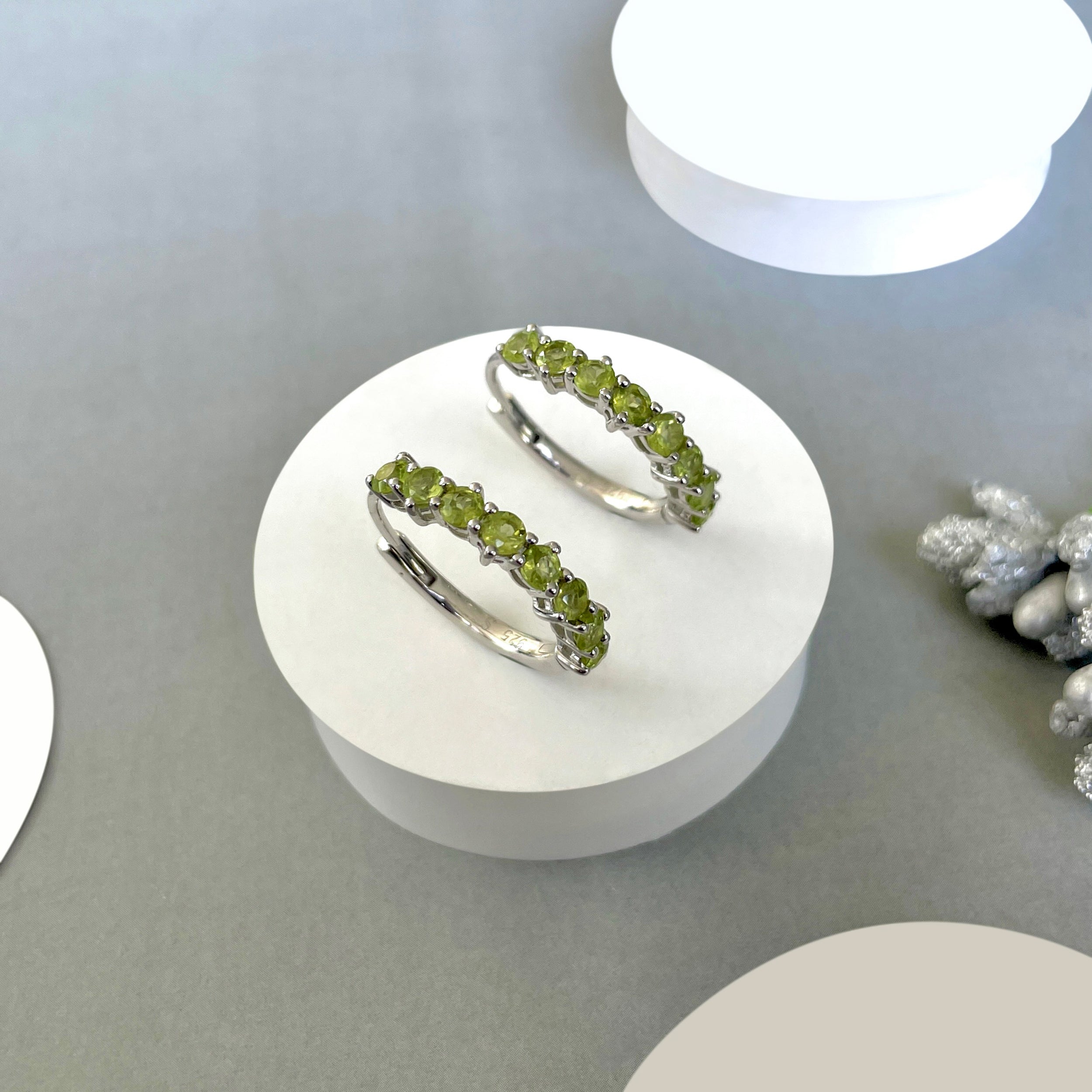 Peridot Hoop Earrings-(PER-SE-1276.)