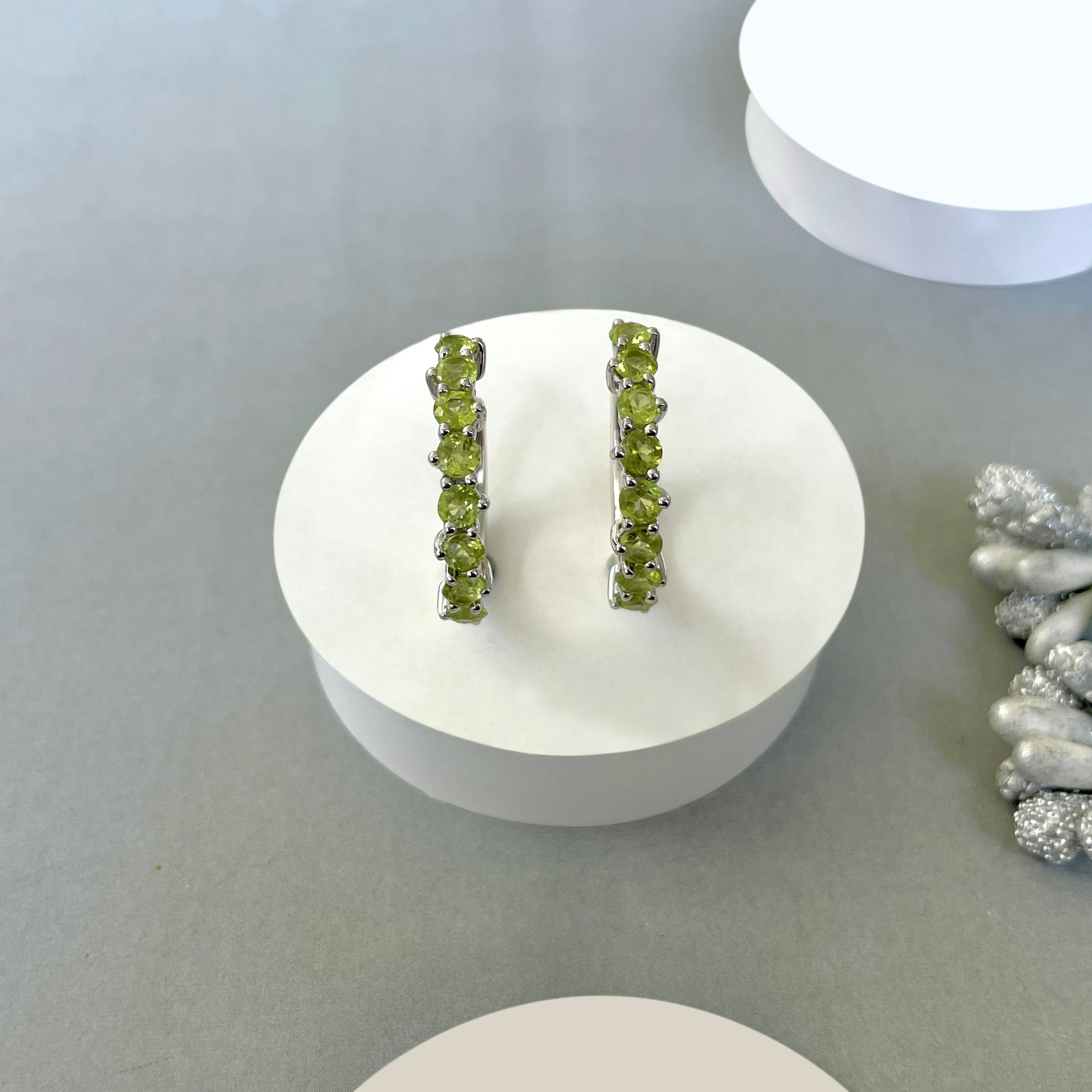 Peridot Hoop Earrings-(PER-SE-1276.)