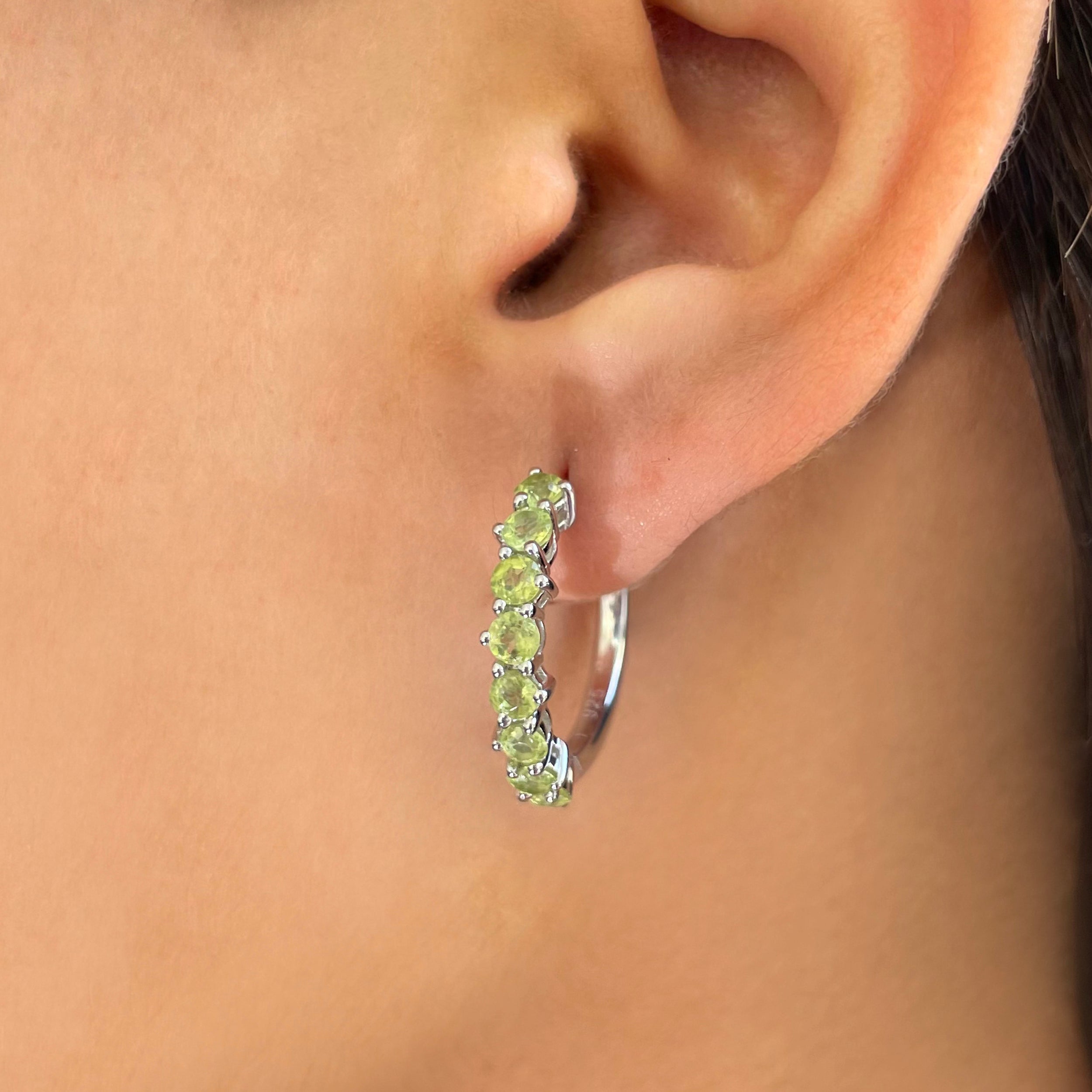 Peridot Hoop Earrings-(PER-SE-1276.)