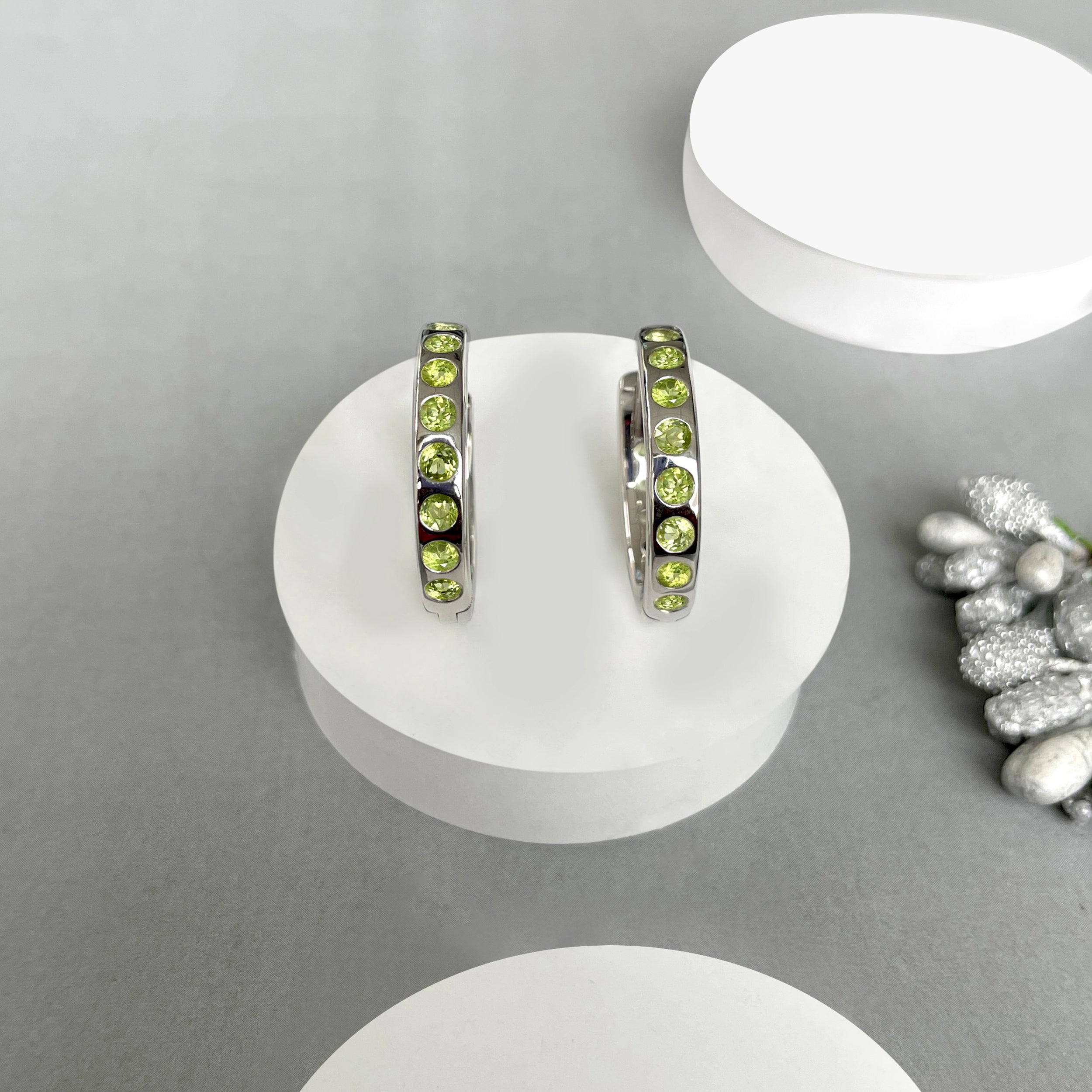 Peridot Hoop Earring-(PER-SE-1277.)
