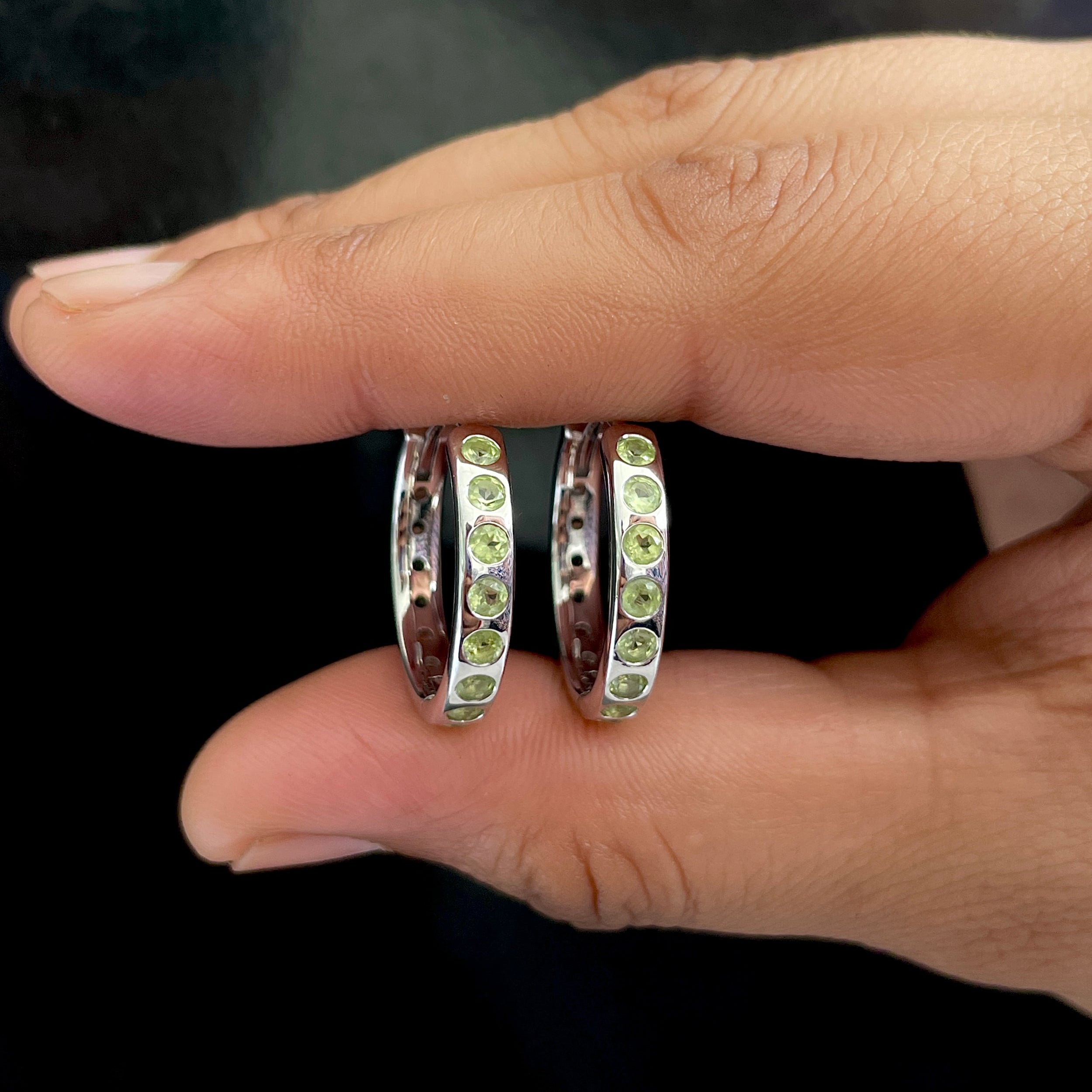 Peridot Hoop Earring-(PER-SE-1277.)