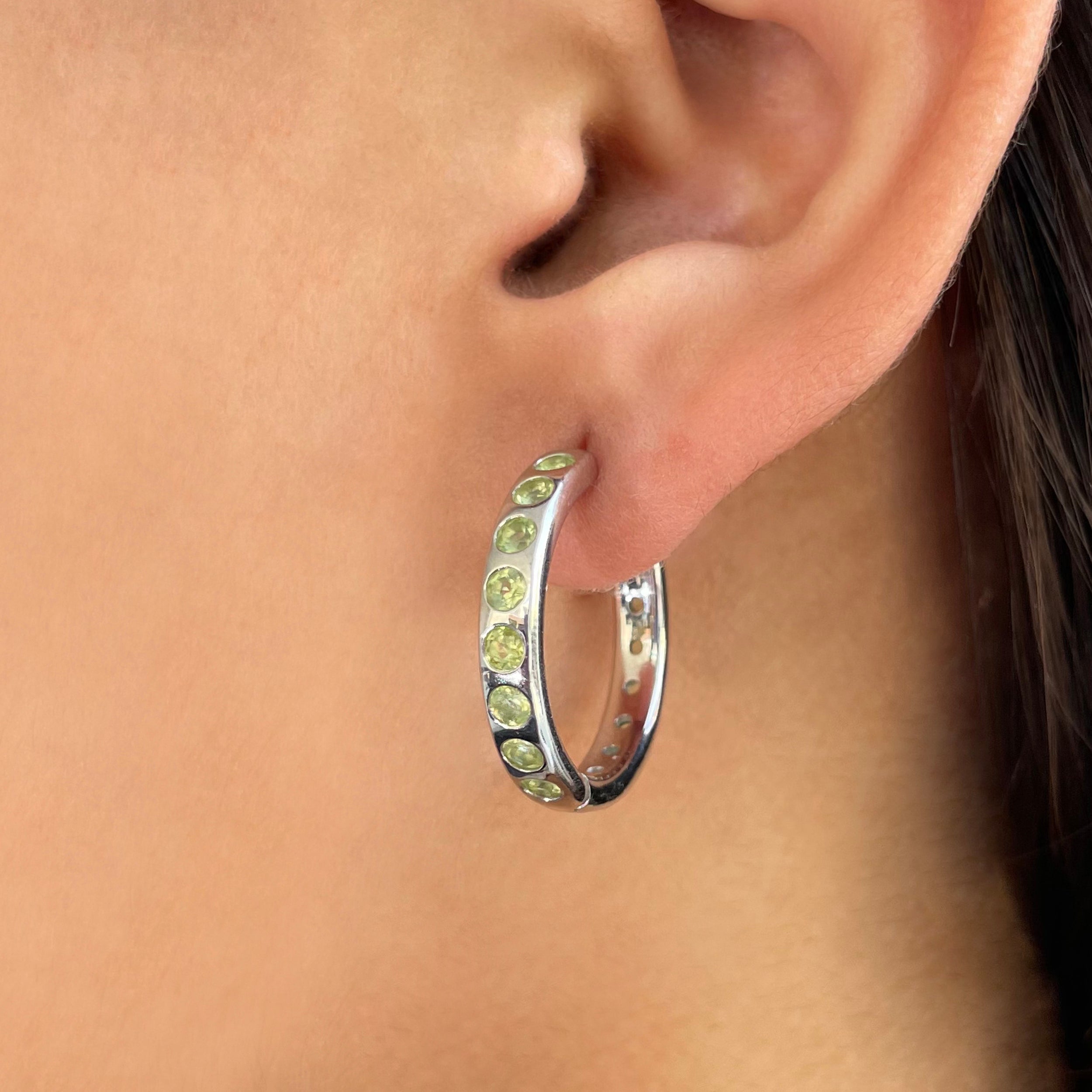 Peridot Hoop Earring-(PER-SE-1277.)