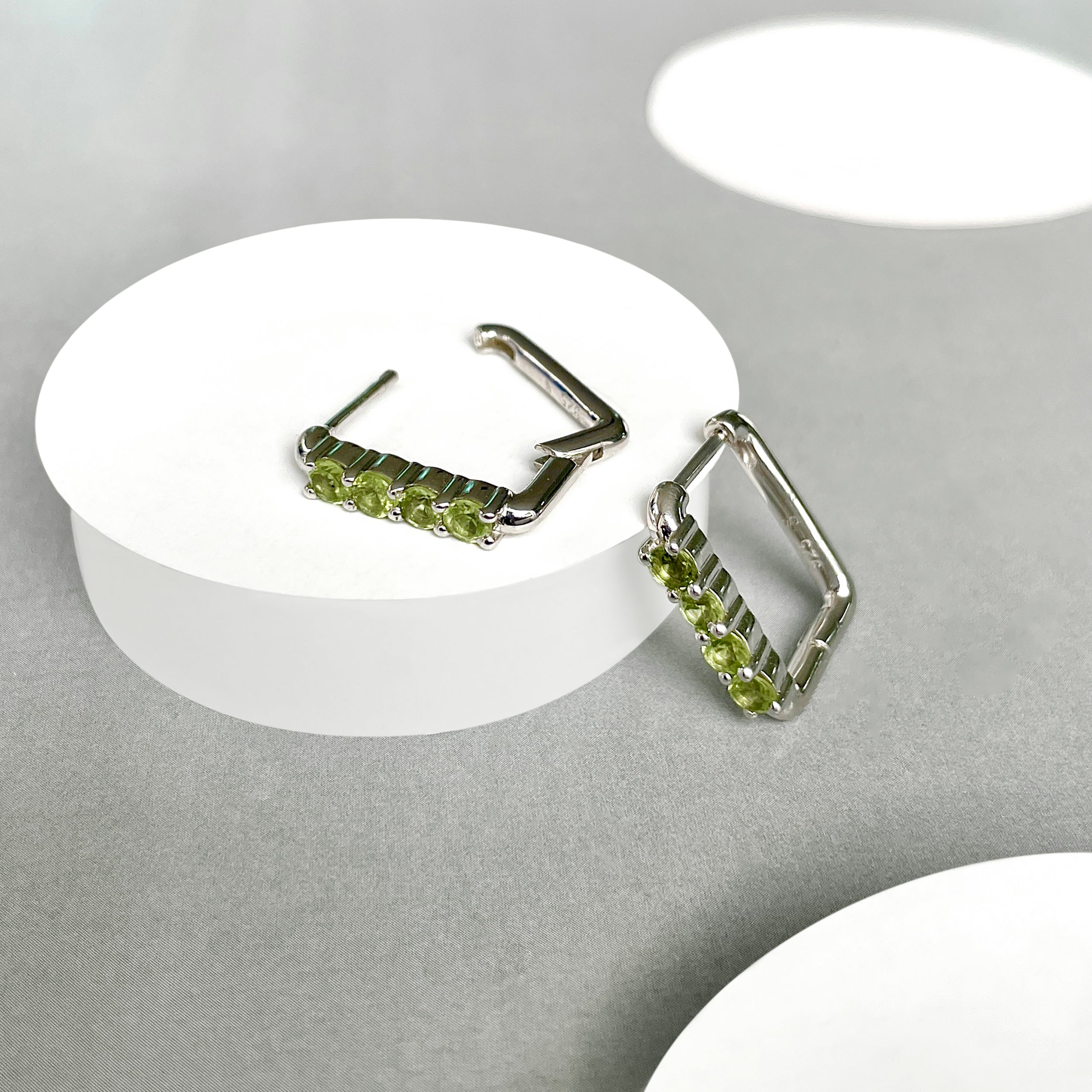 Peridot Hoop Earrings-(PER-SE-1281.)
