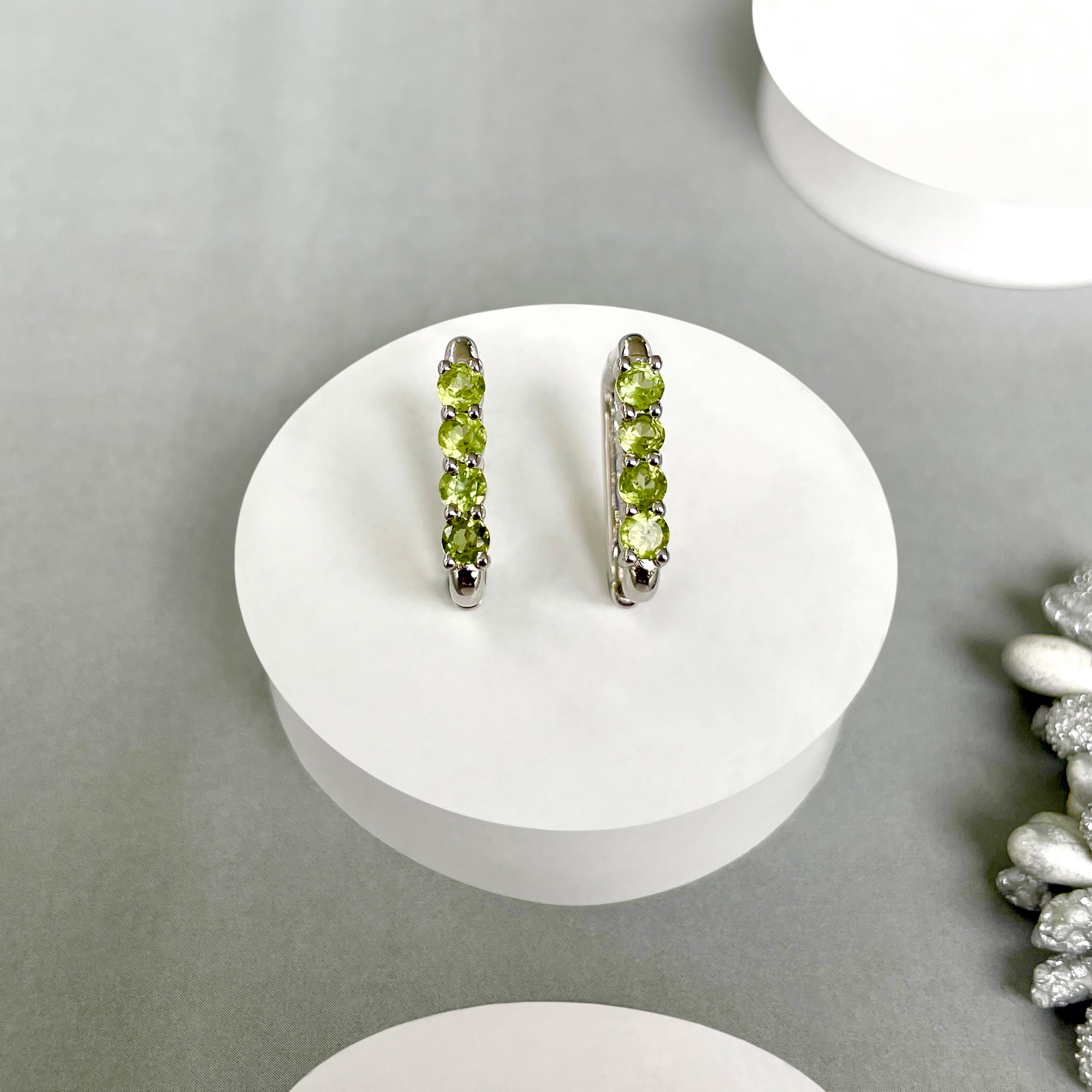 Peridot Hoop Earrings-(PER-SE-1281.)