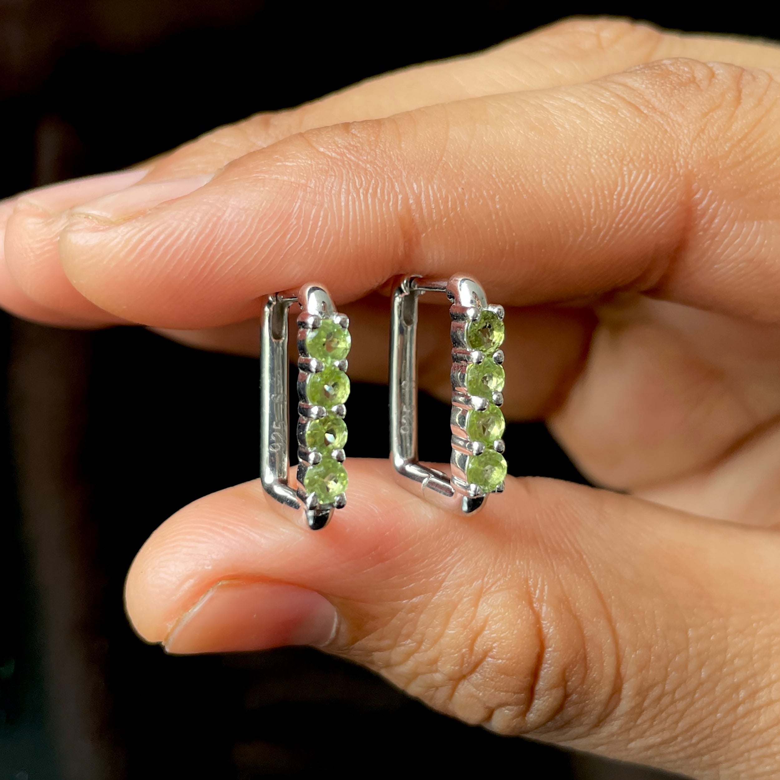 Peridot Hoop Earring-(PER-SE-1281.)