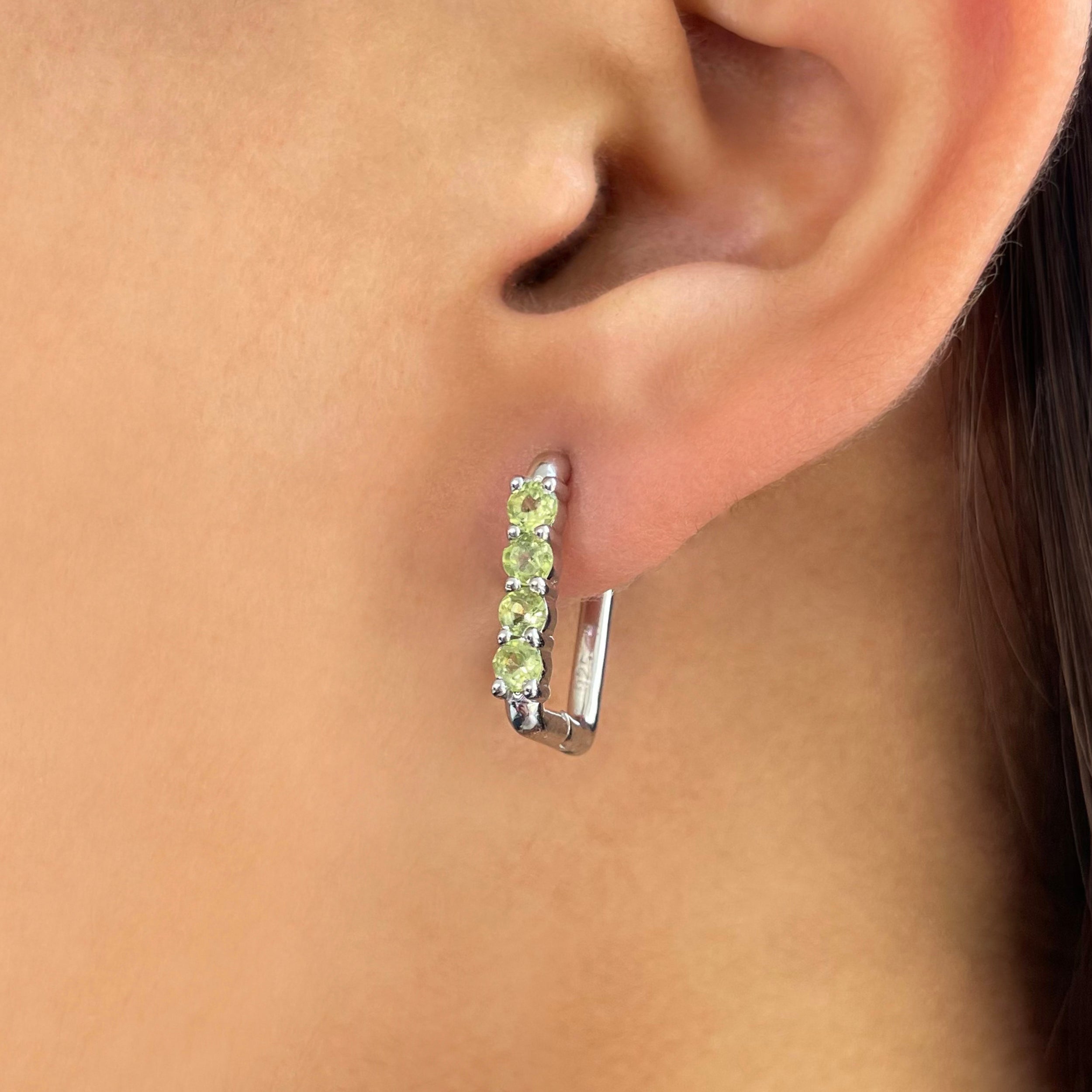 Peridot Hoop Earring-(PER-SE-1281.)