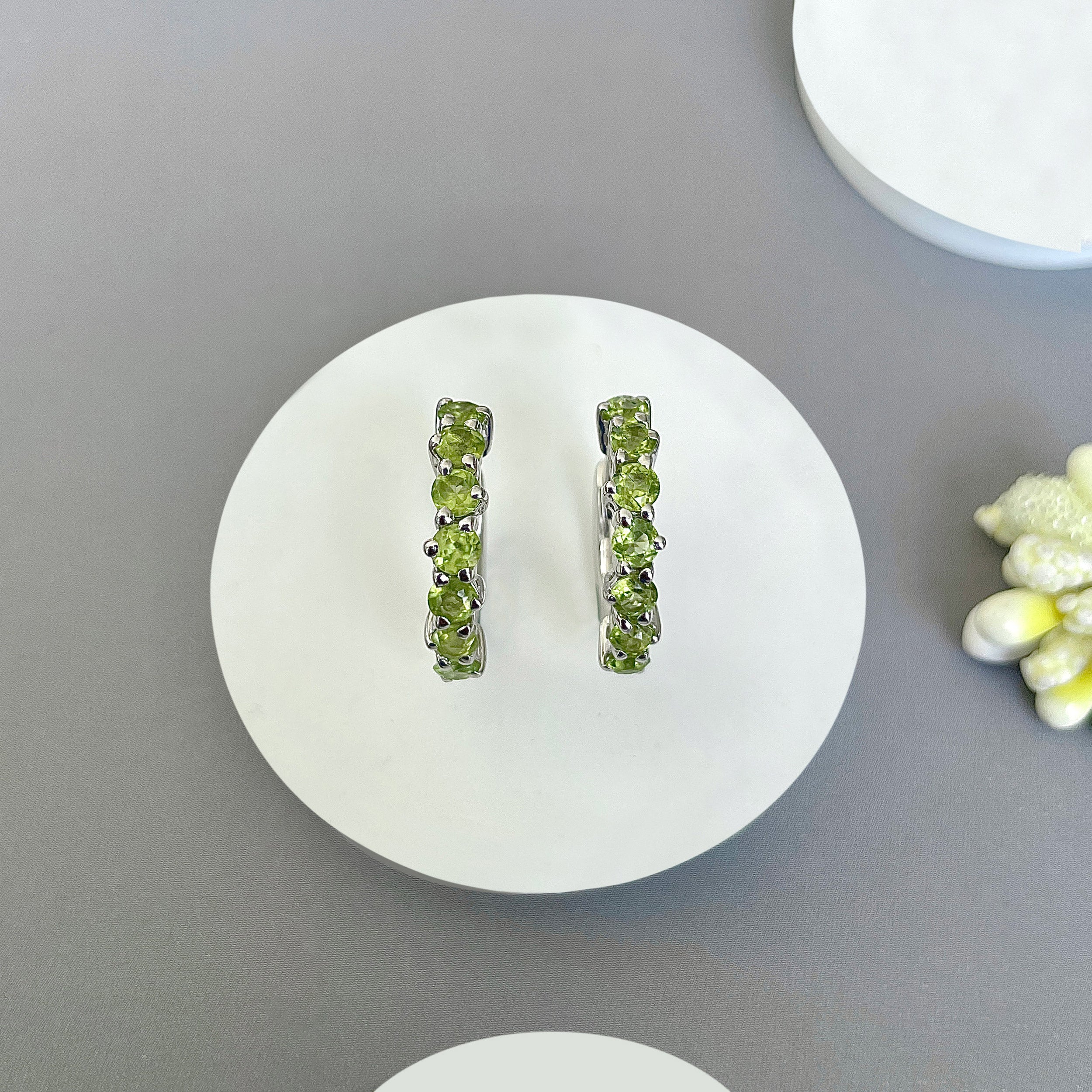 Peridot Hoop Earring-(PER-SE-1473.)