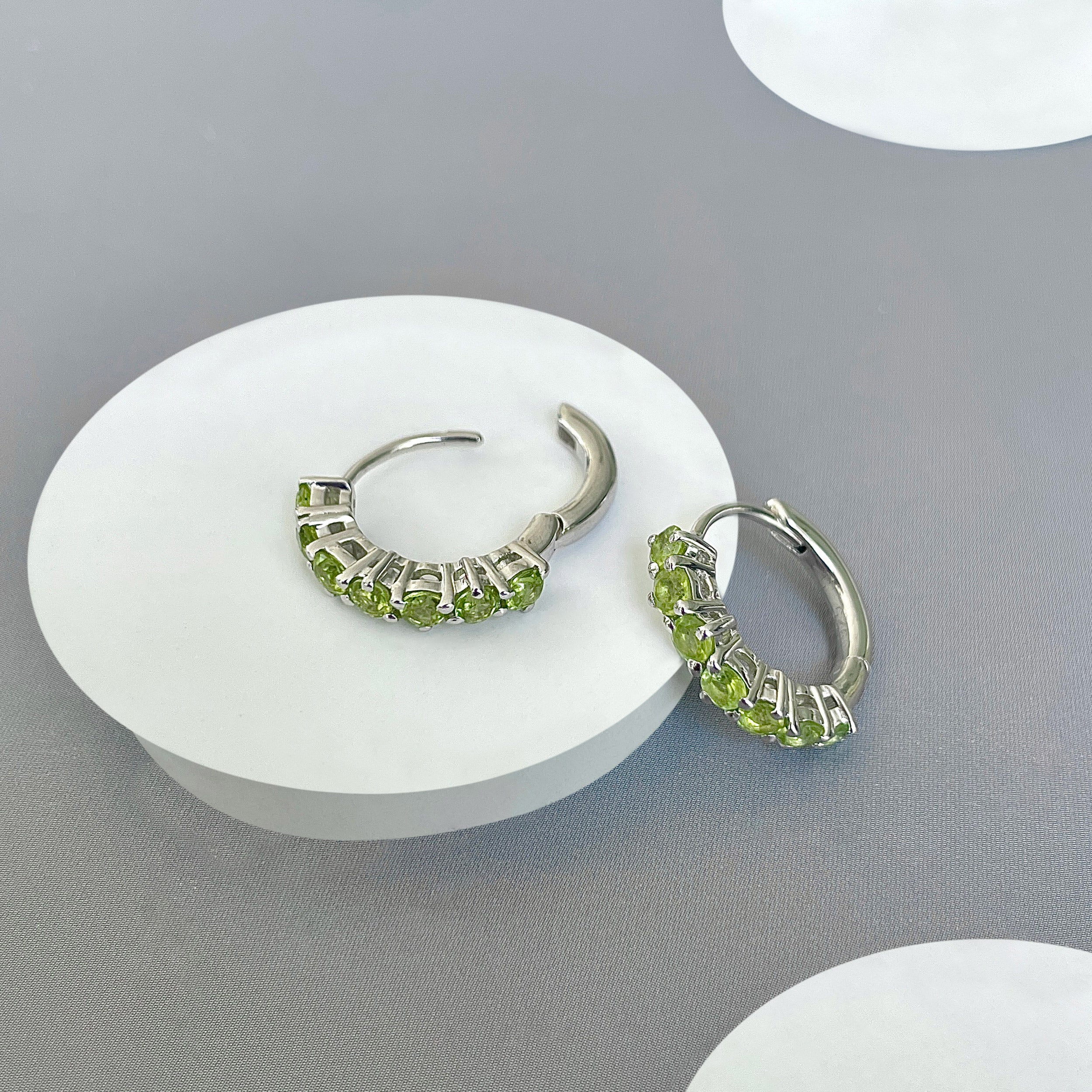 Peridot Hoop Earring-(PER-SE-1473.)