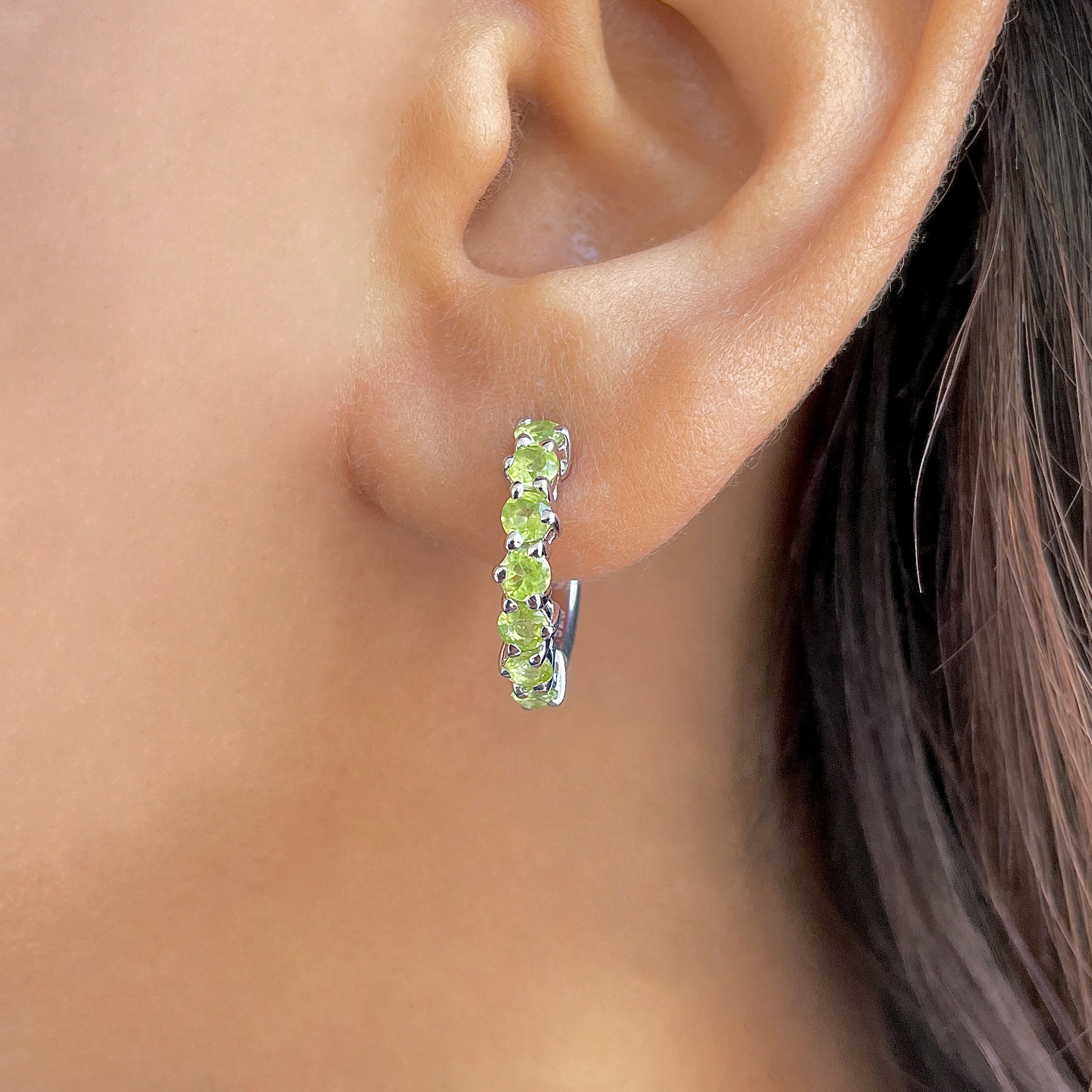 Peridot Hoop Earring-(PER-SE-1473.)