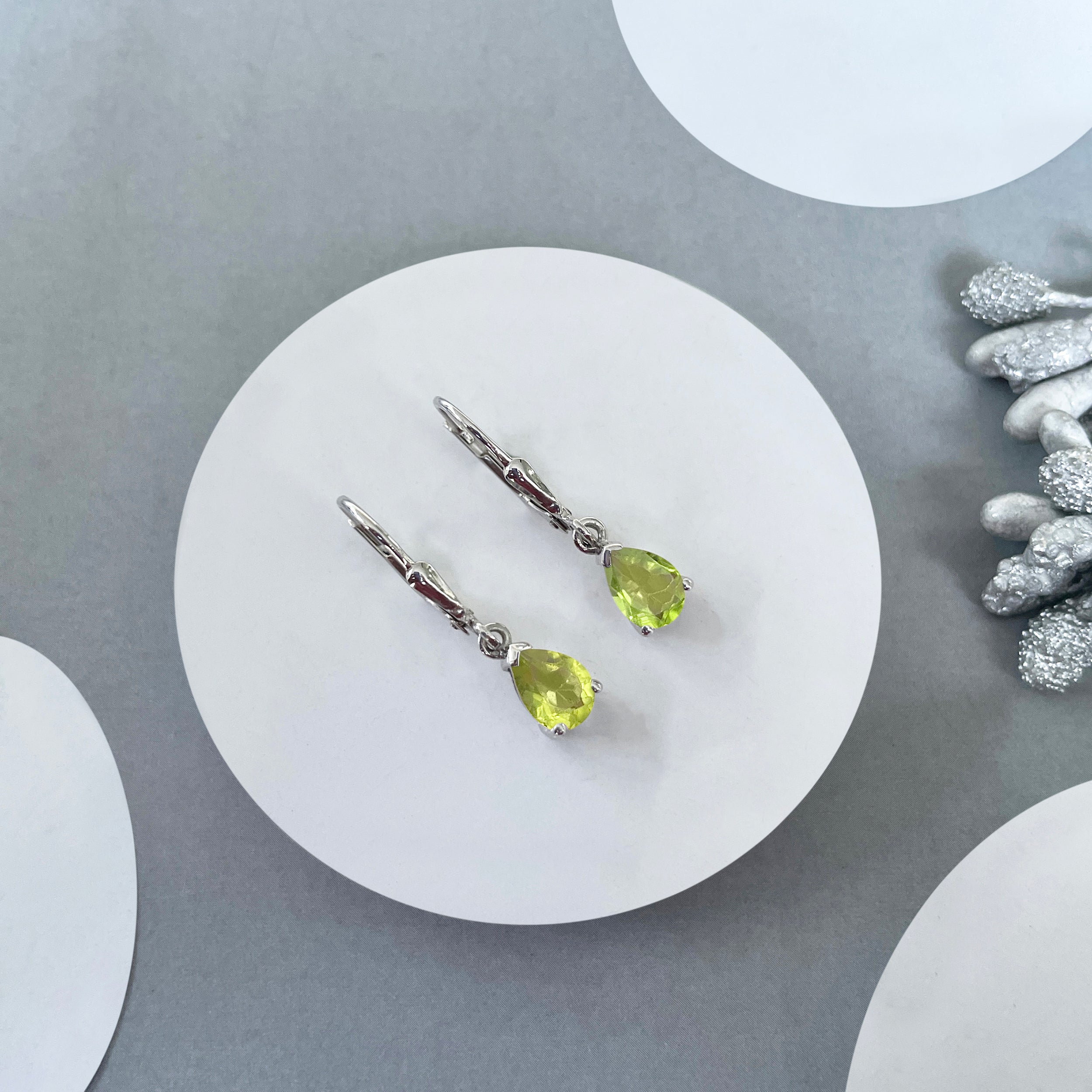 Peridot Leverback Earring-(PER-SE-676.)
