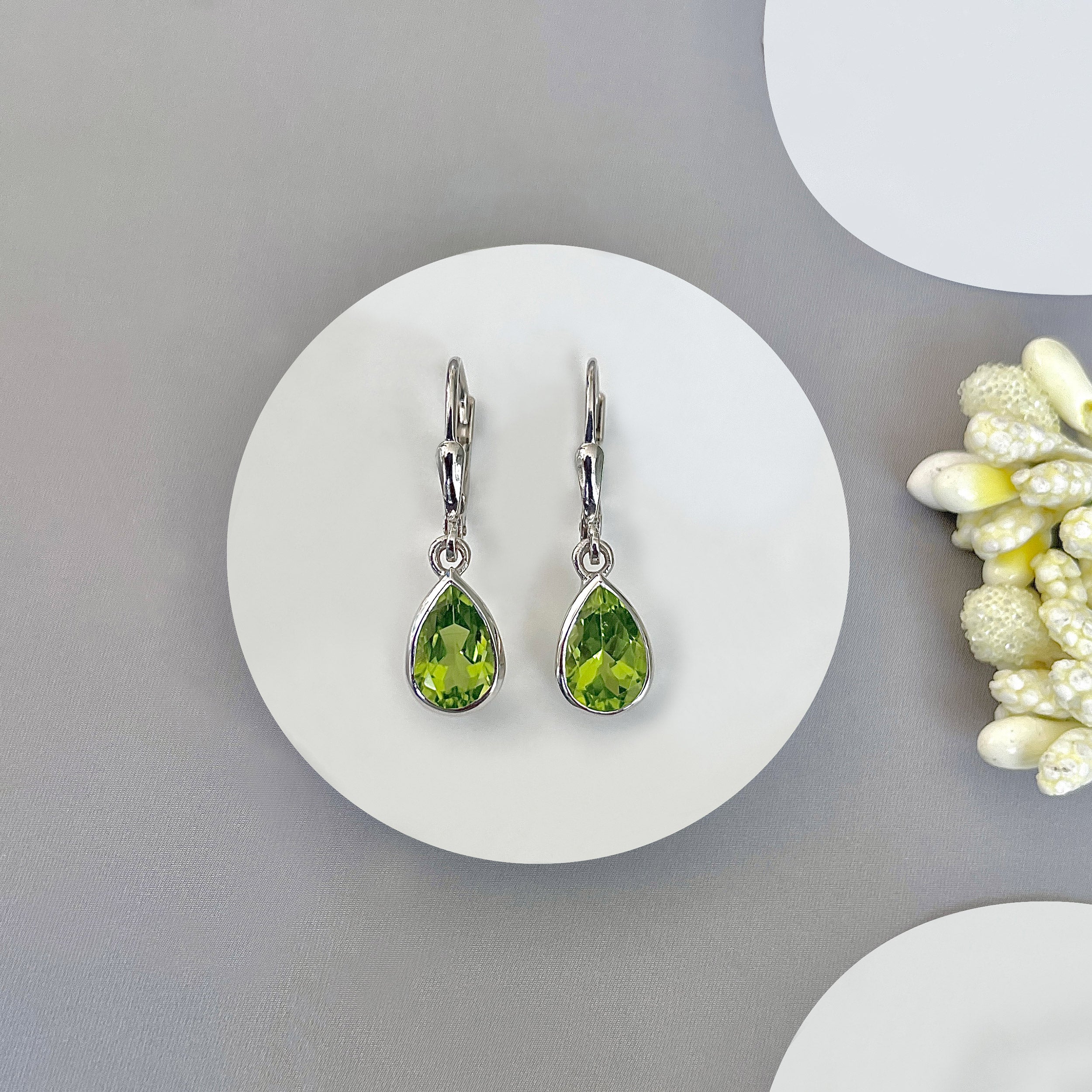 Peridot Leverback Earring-(PER-SE-679.)