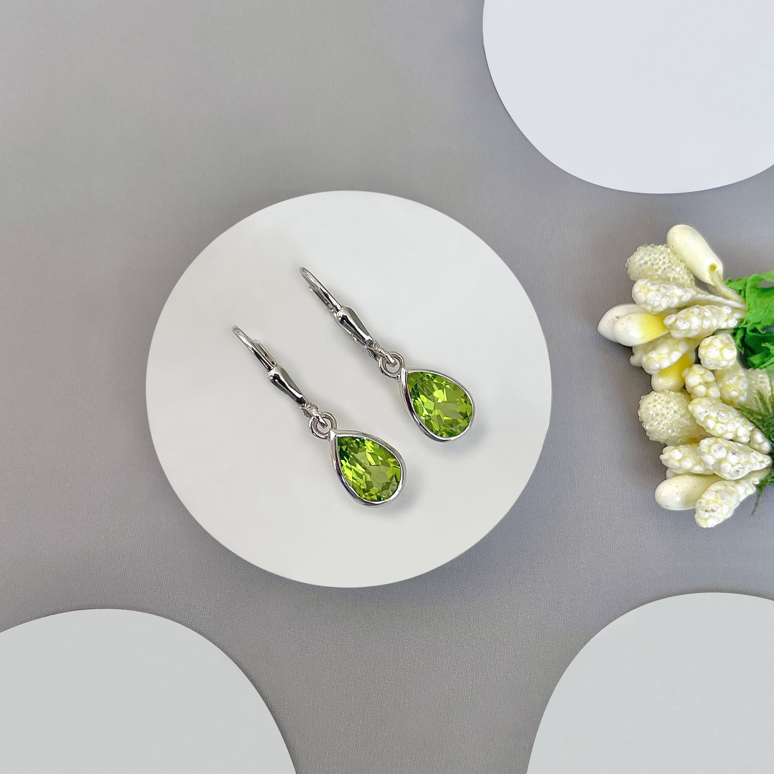 Peridot Leverback Earring-(PER-SE-679.)