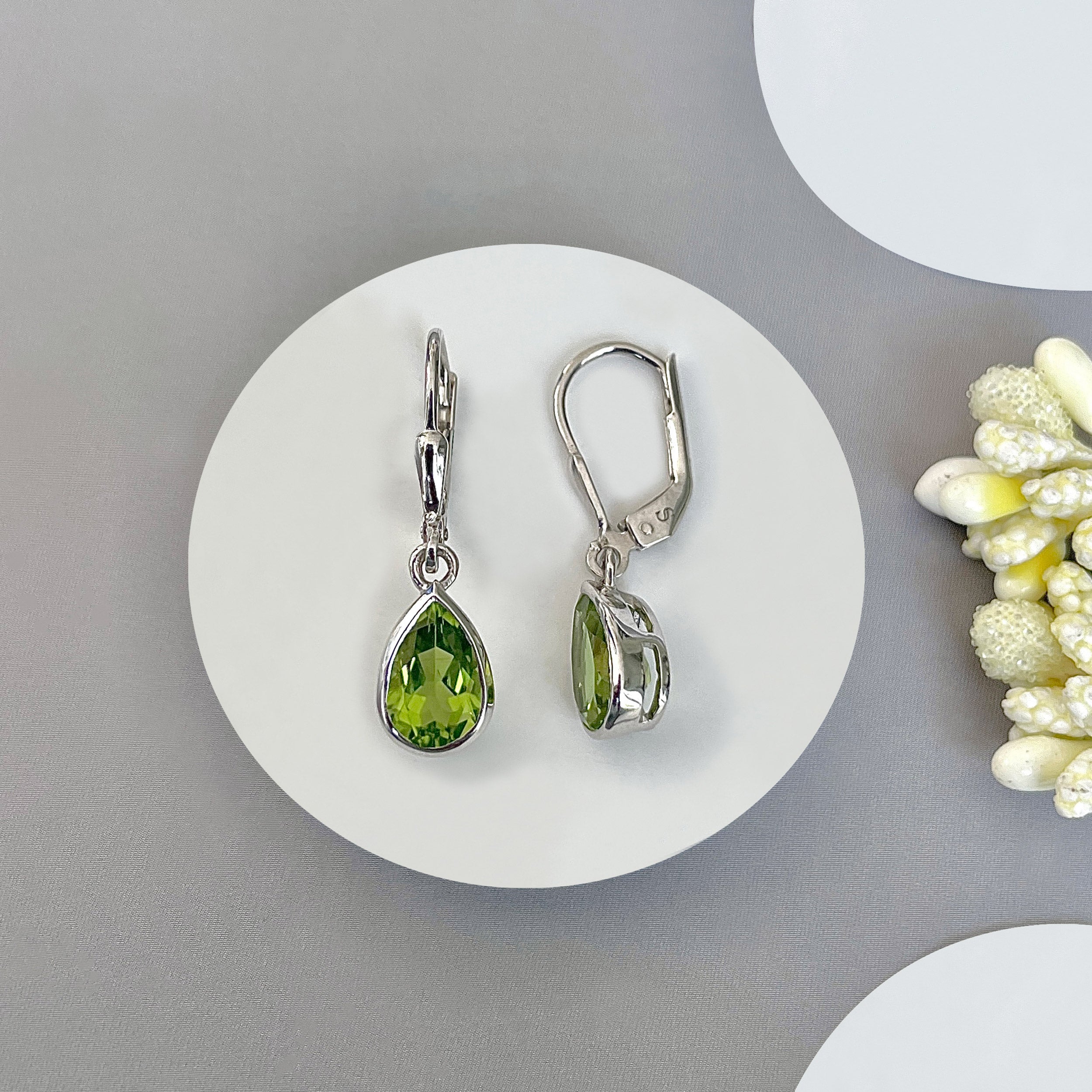 Peridot Leverback Earring-(PER-SE-679.)