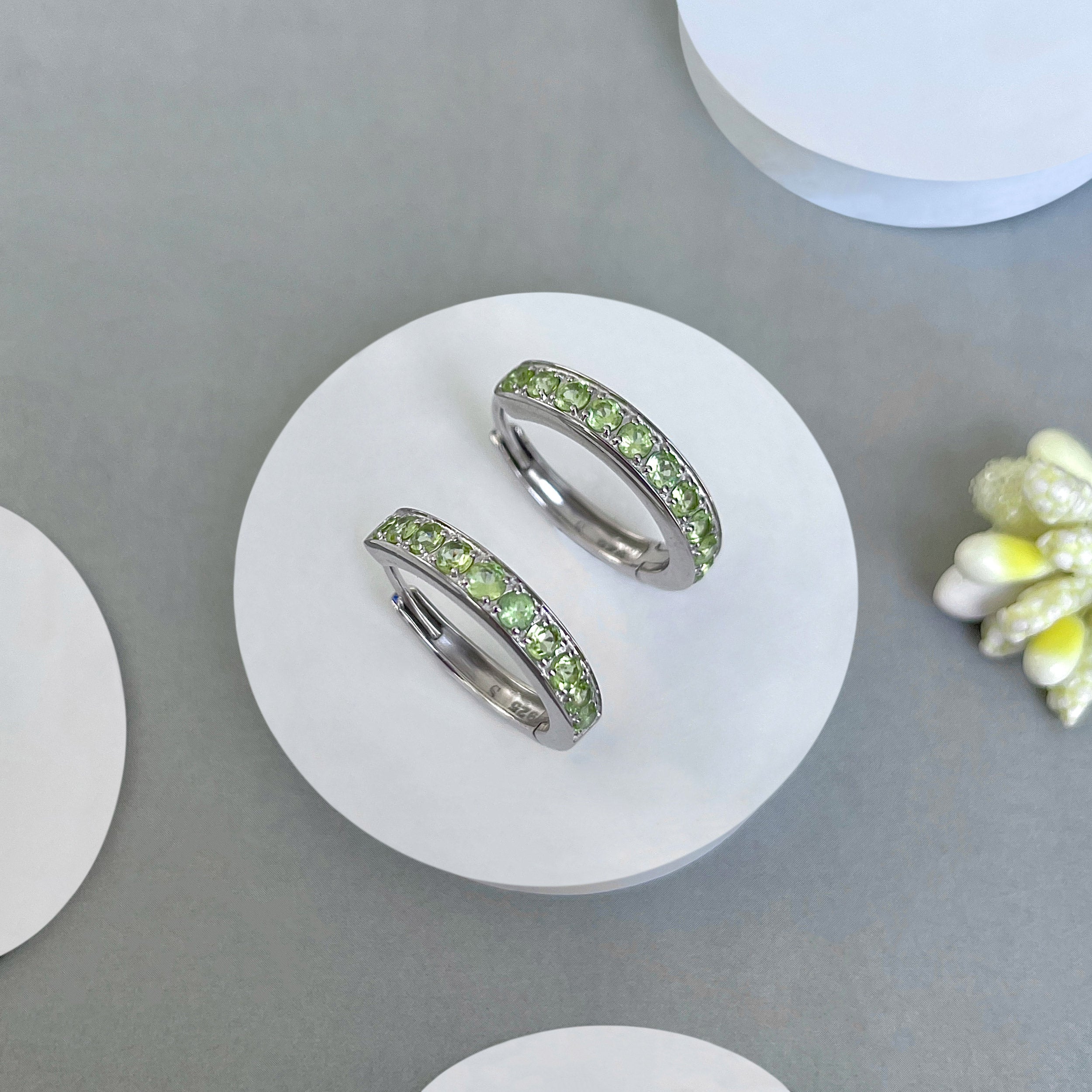 Peridot Hoop Earring-(PER-SE-970.)