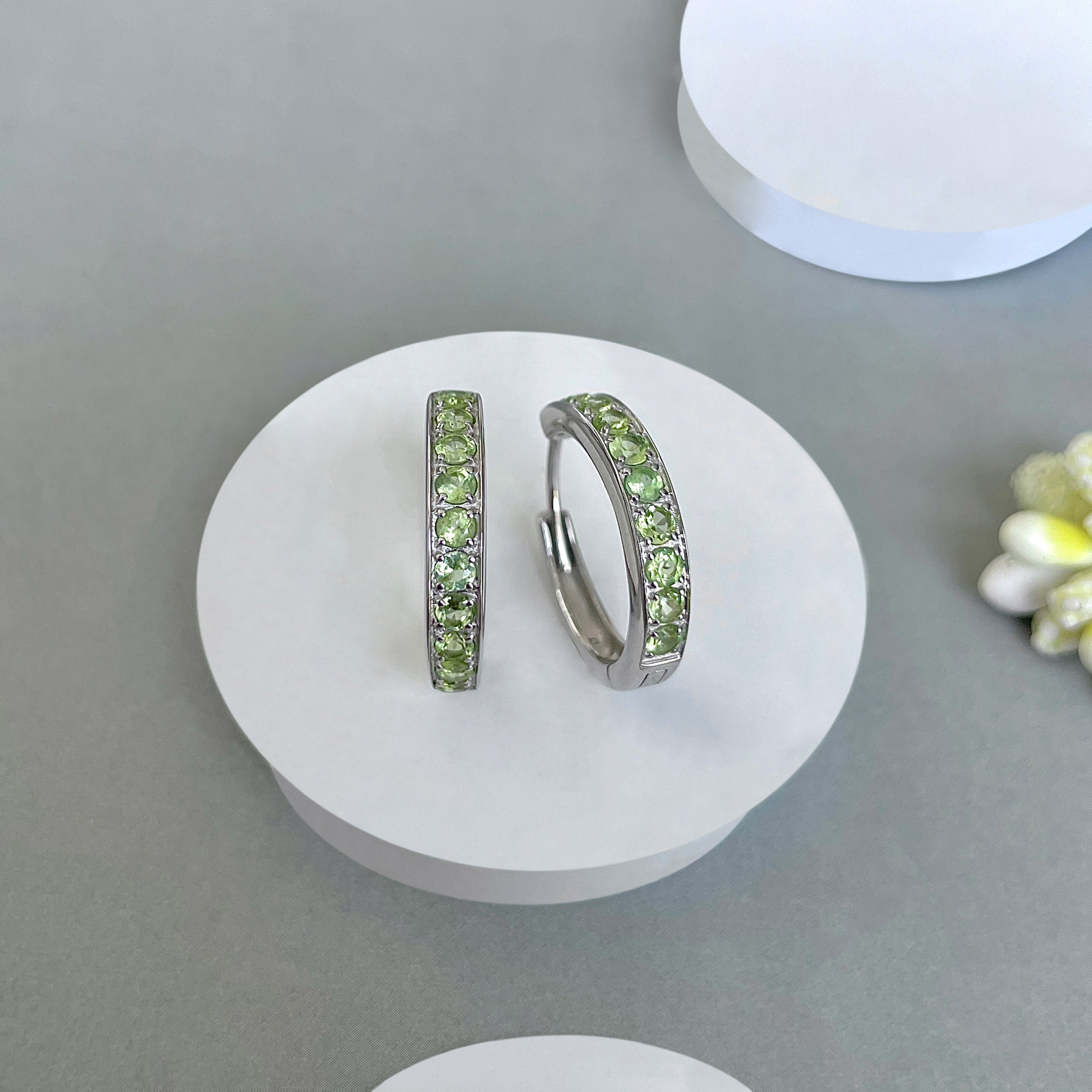 Peridot Hoop Earring-(PER-SE-970.)
