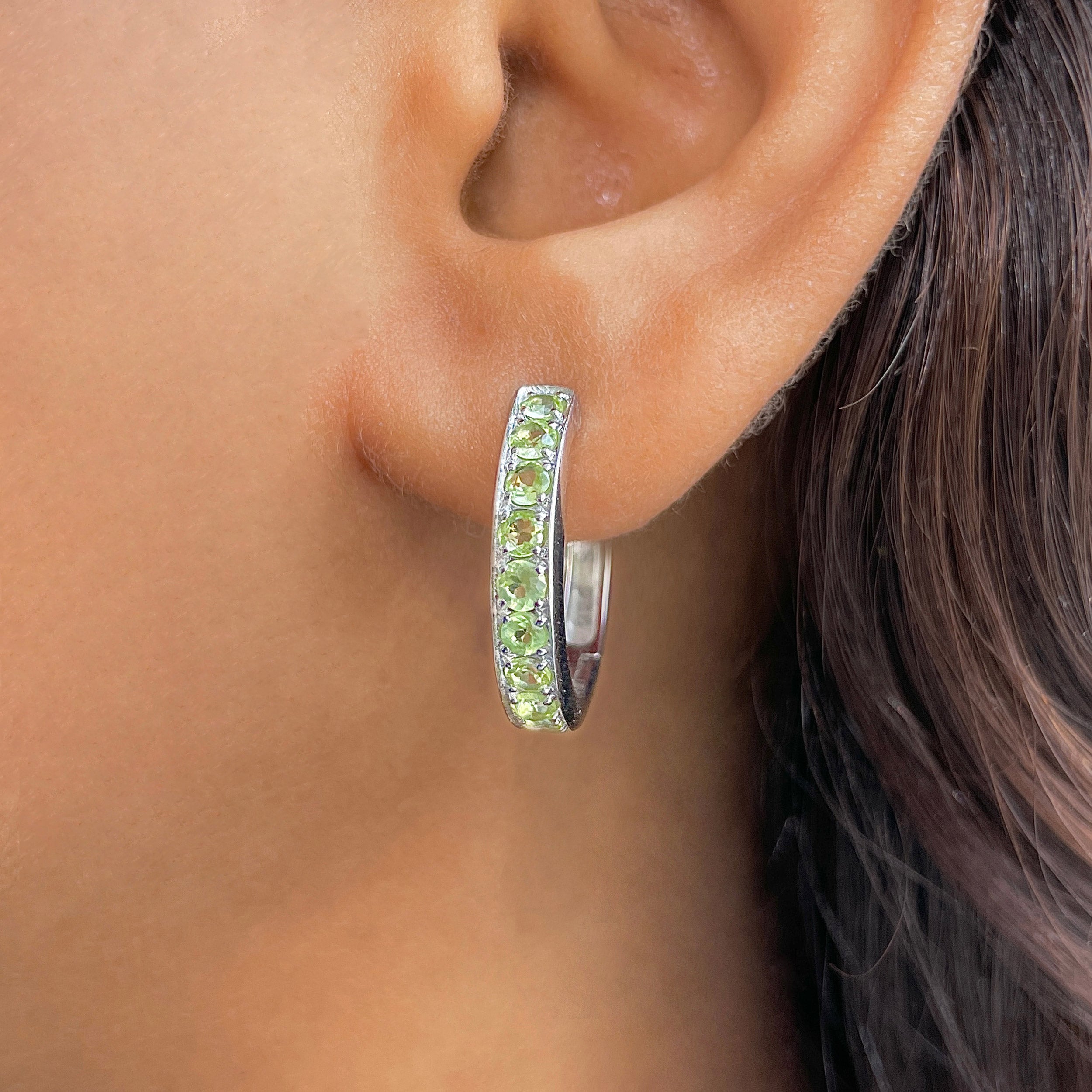 Peridot Hoop Earring-(PER-SE-970.)
