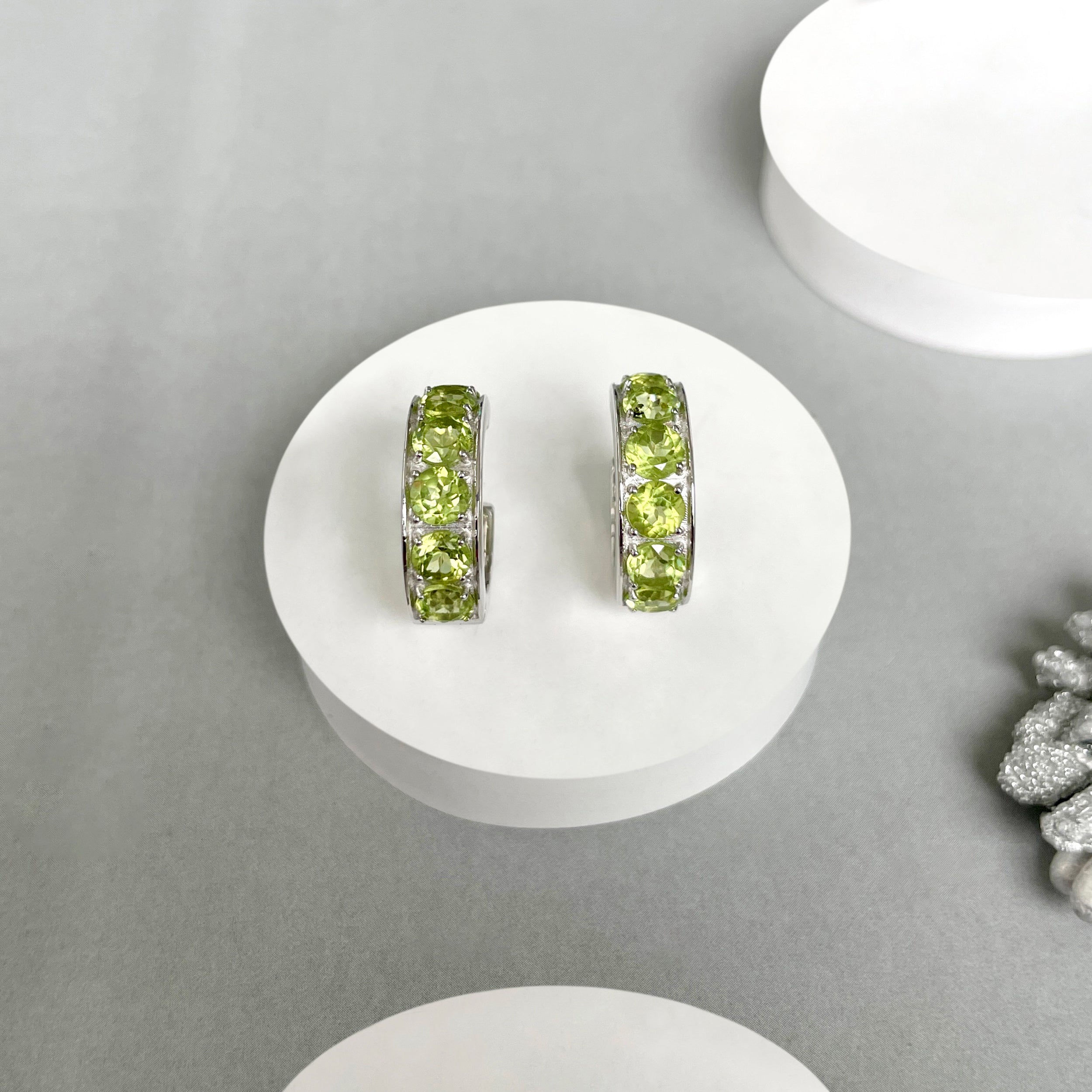 Peridot Hoop Earrings-(PER-SE-973.)
