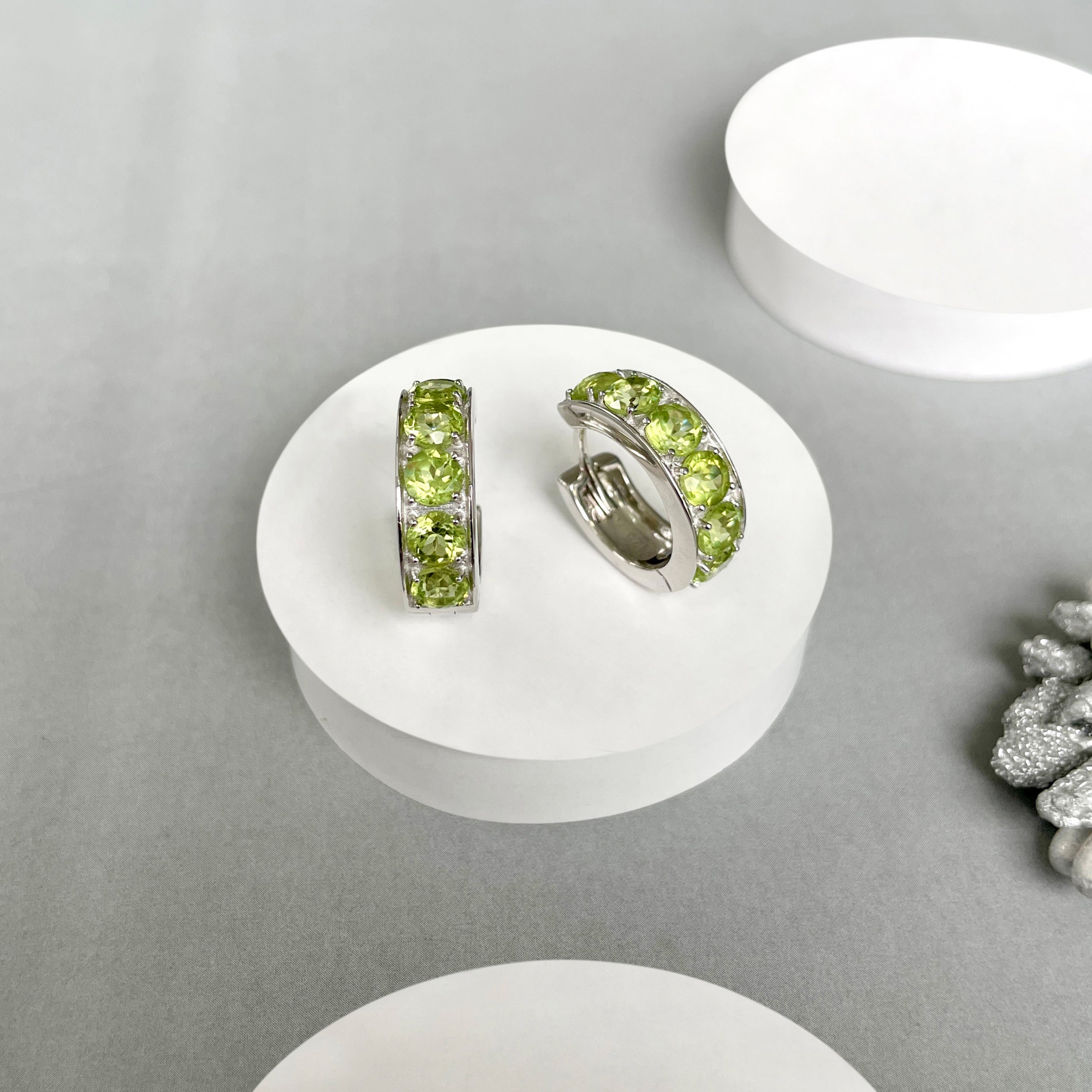 Peridot Hoop Earrings-(PER-SE-973.)