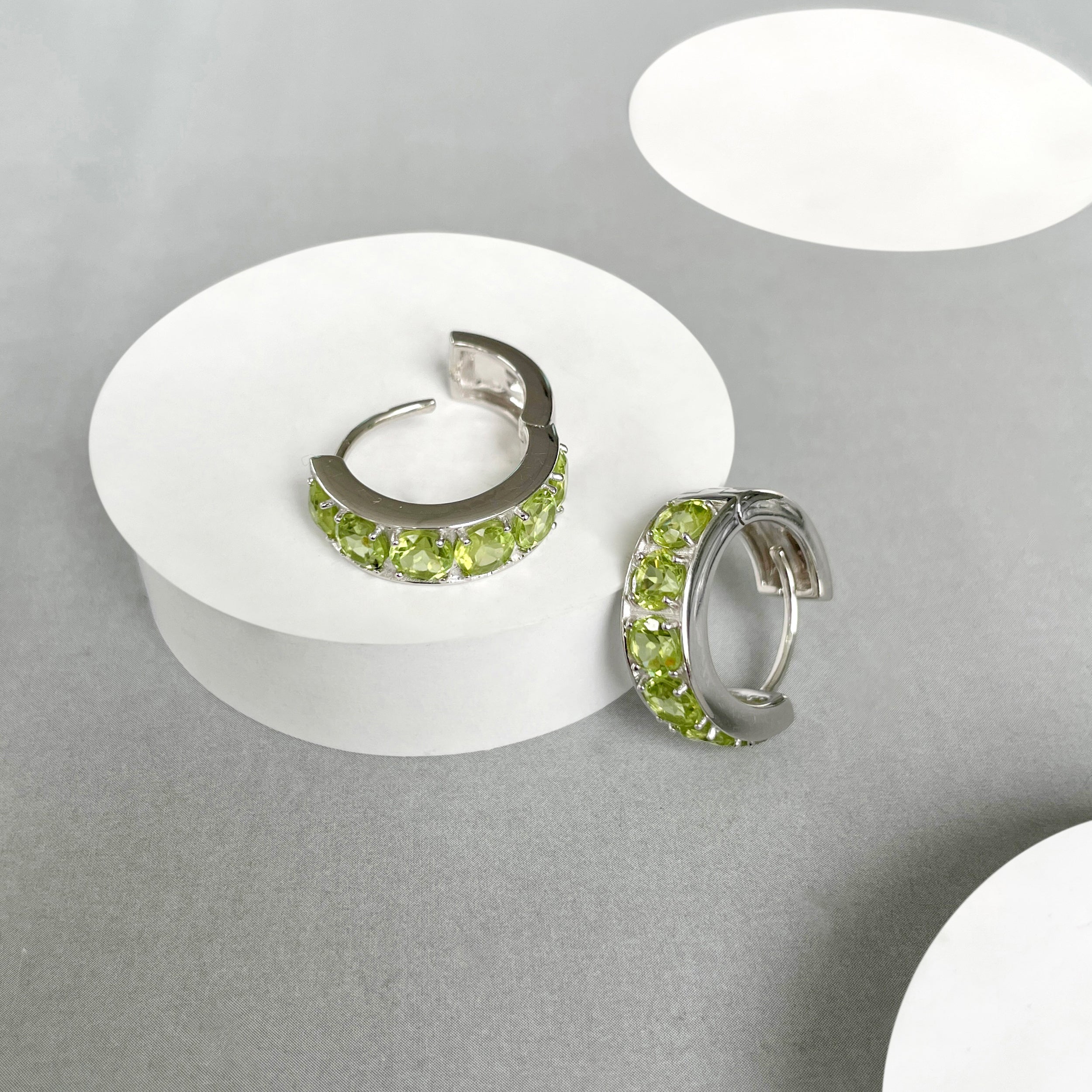 Peridot Hoop Earring-(PER-SE-973.)