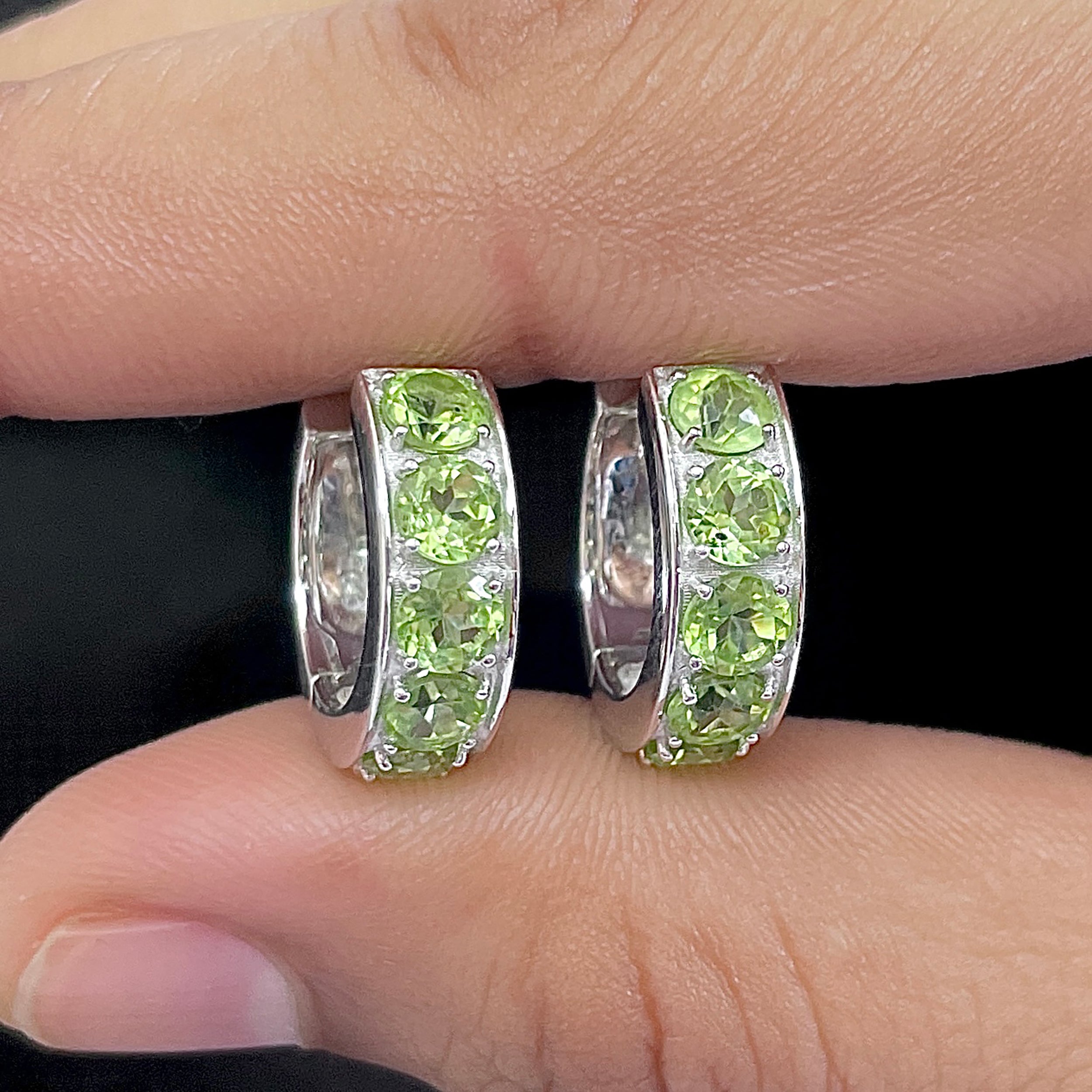 Peridot Hoop Earrings-(PER-SE-973.)