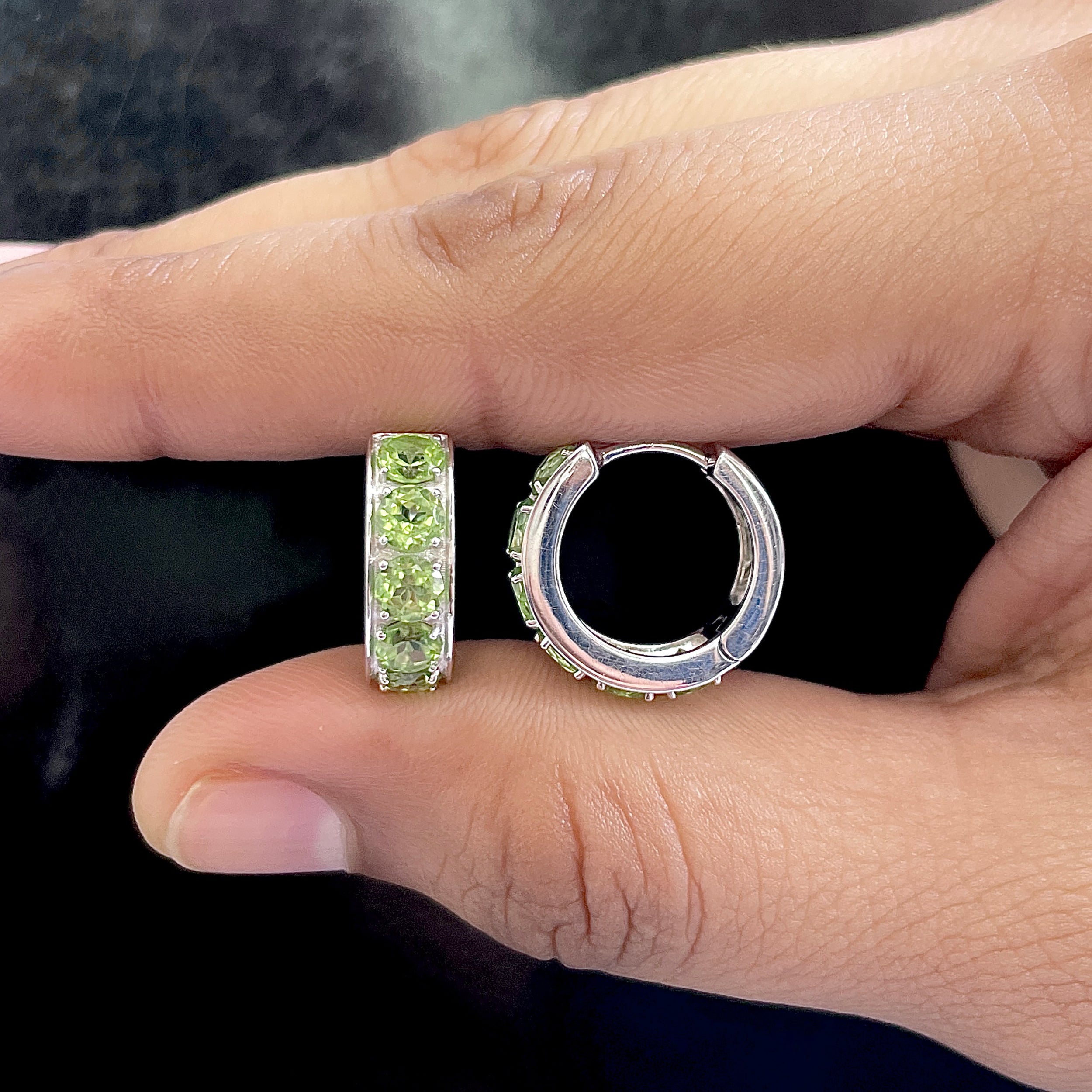 Peridot Hoop Earrings-(PER-SE-973.)