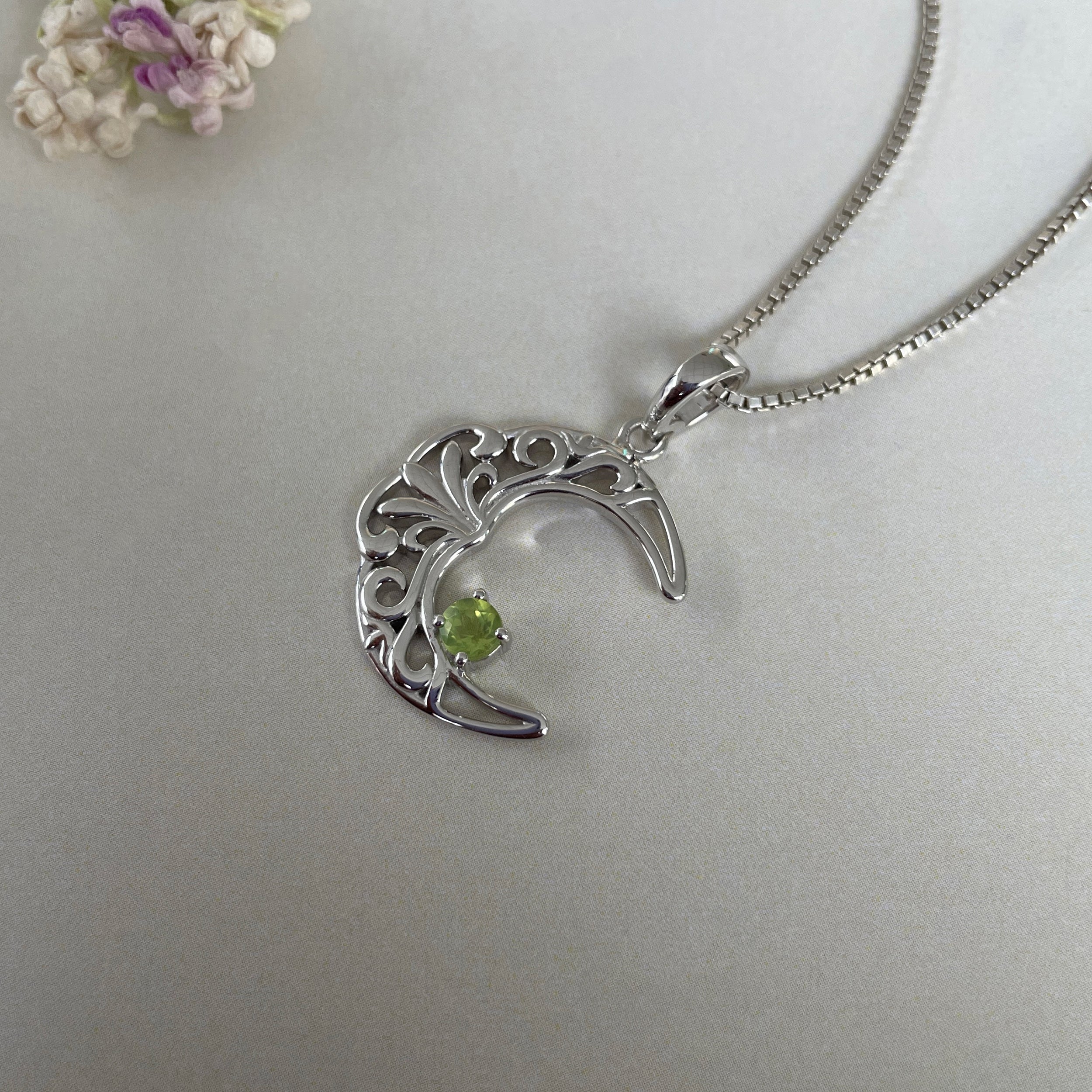 Peridot crescent Moon Pendant-(PER-SN-150.)