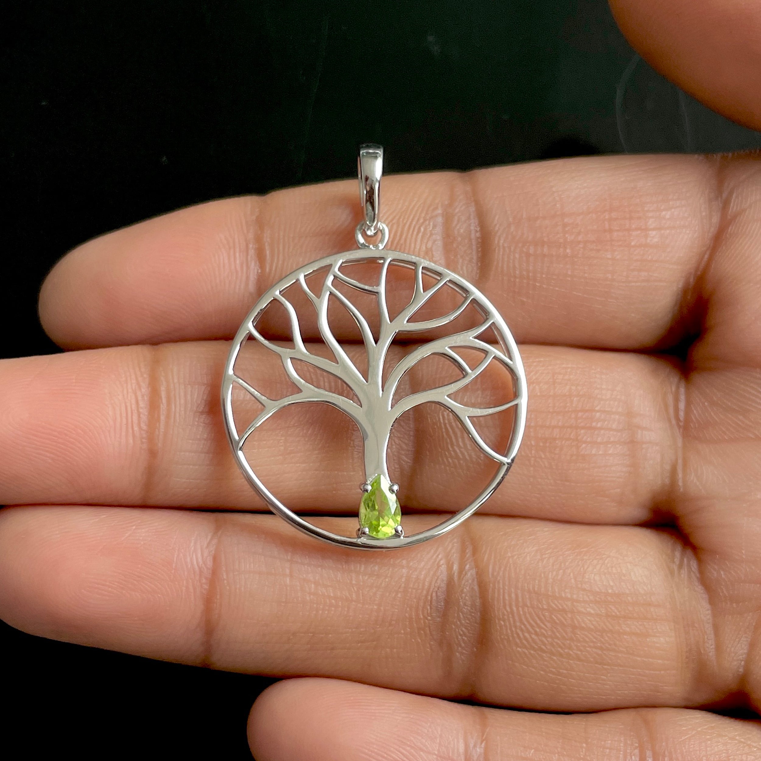 Peridot Tree Of Life Pendant-(PER-SN-154.)