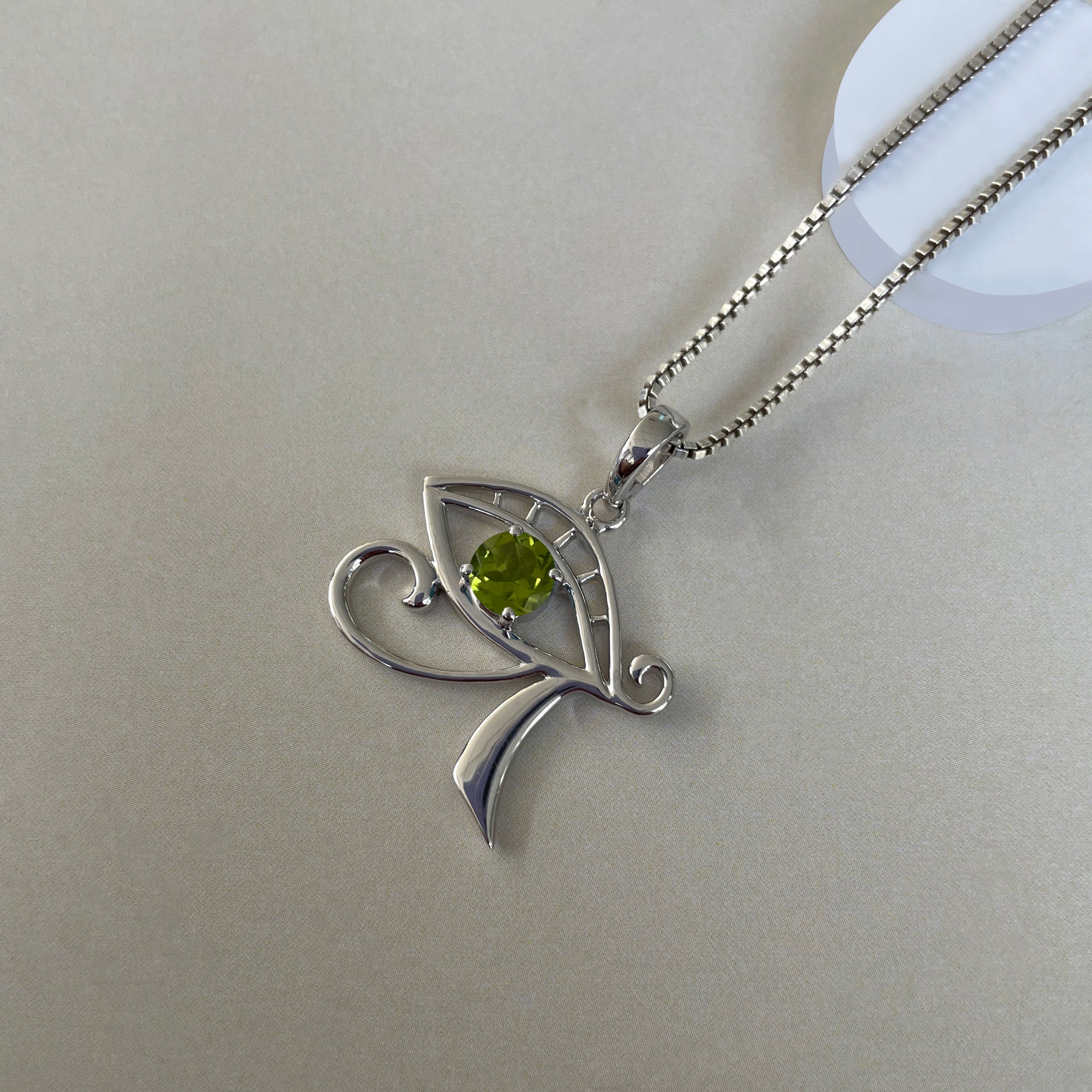 Peridot Eye Of Horus Pendant-(PER-SN-173P.)