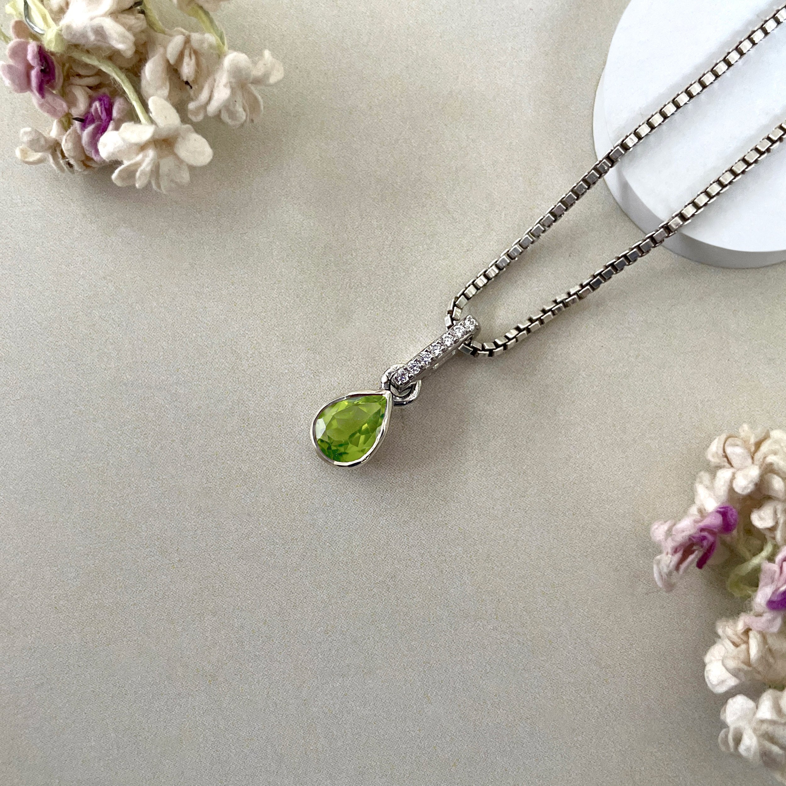 Peridot & White Topaz Pendant-(PER-SP-779.)