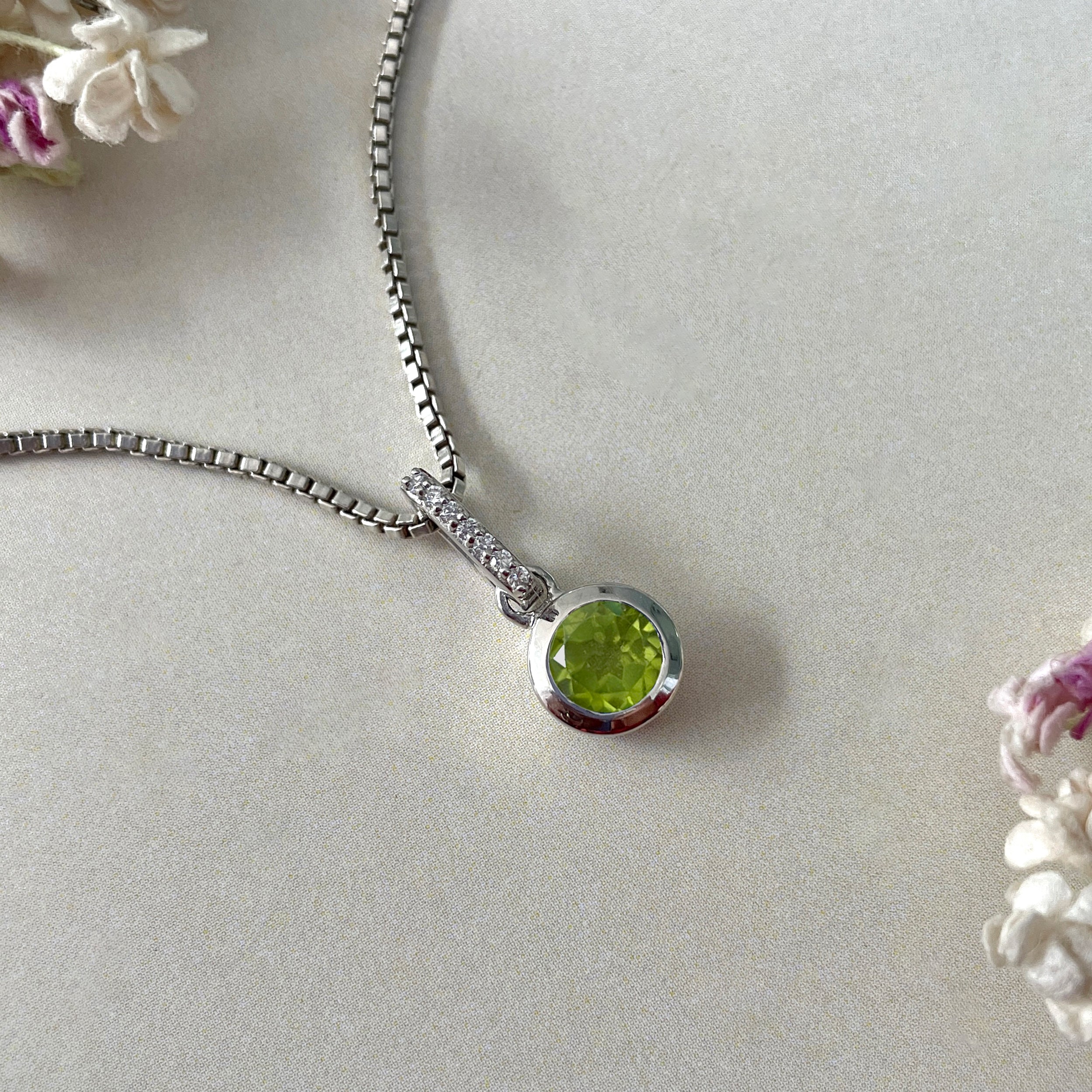 Peridot & White Topaz Pendant-(PER-SP-958.)