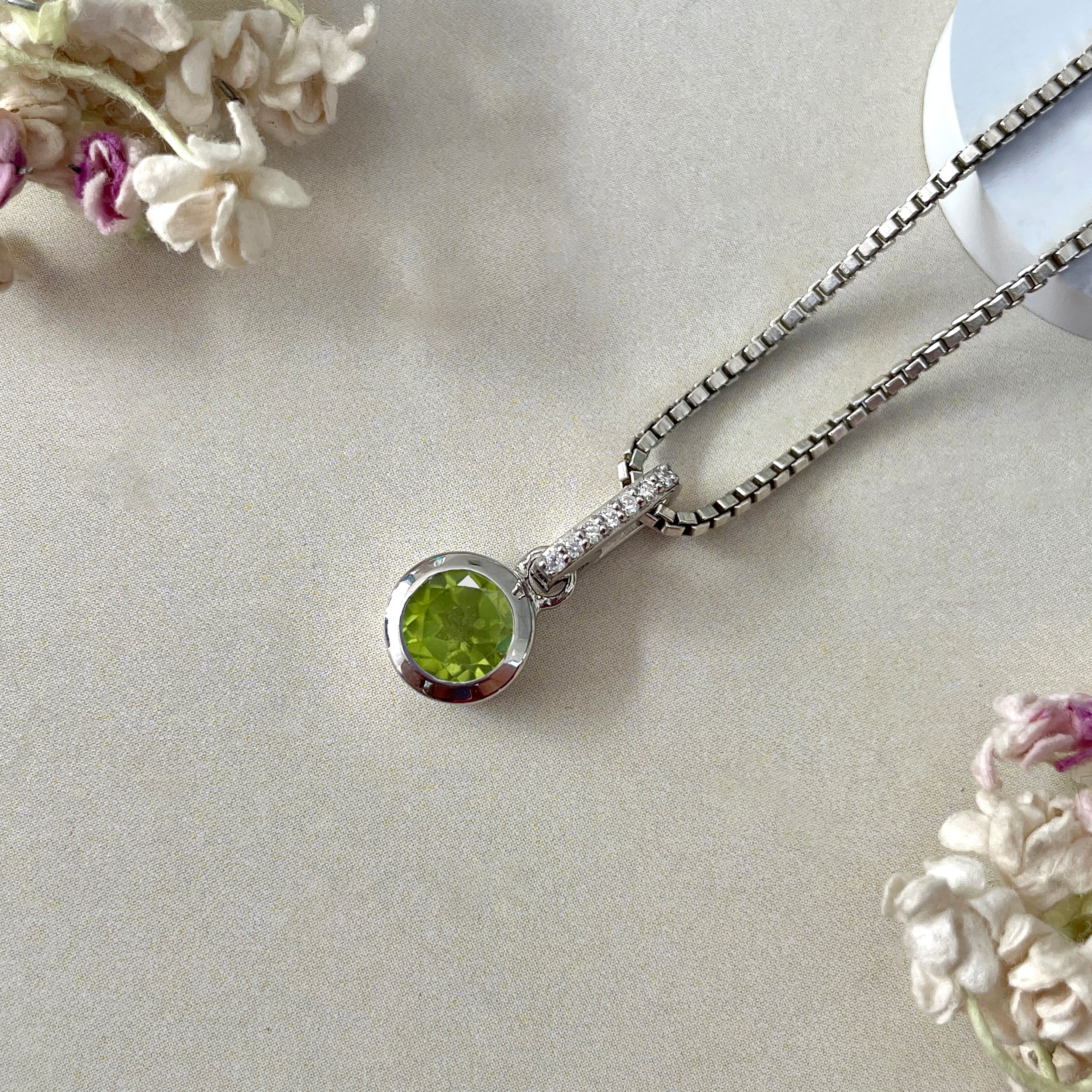 Peridot & White Topaz Pendant-(PER-SP-958.)
