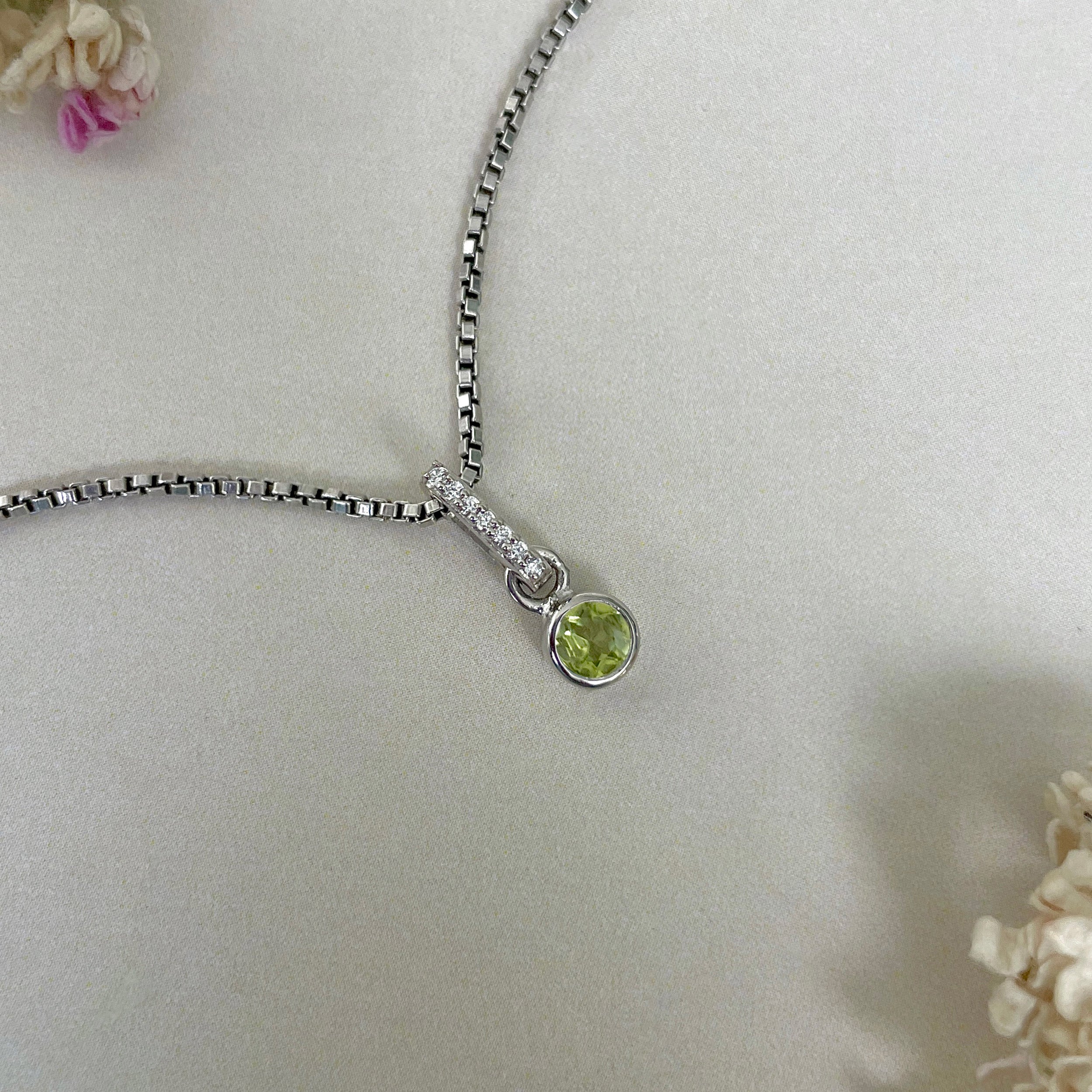 Peridot & White Topaz Pendant-( PER-SP-999B. )
