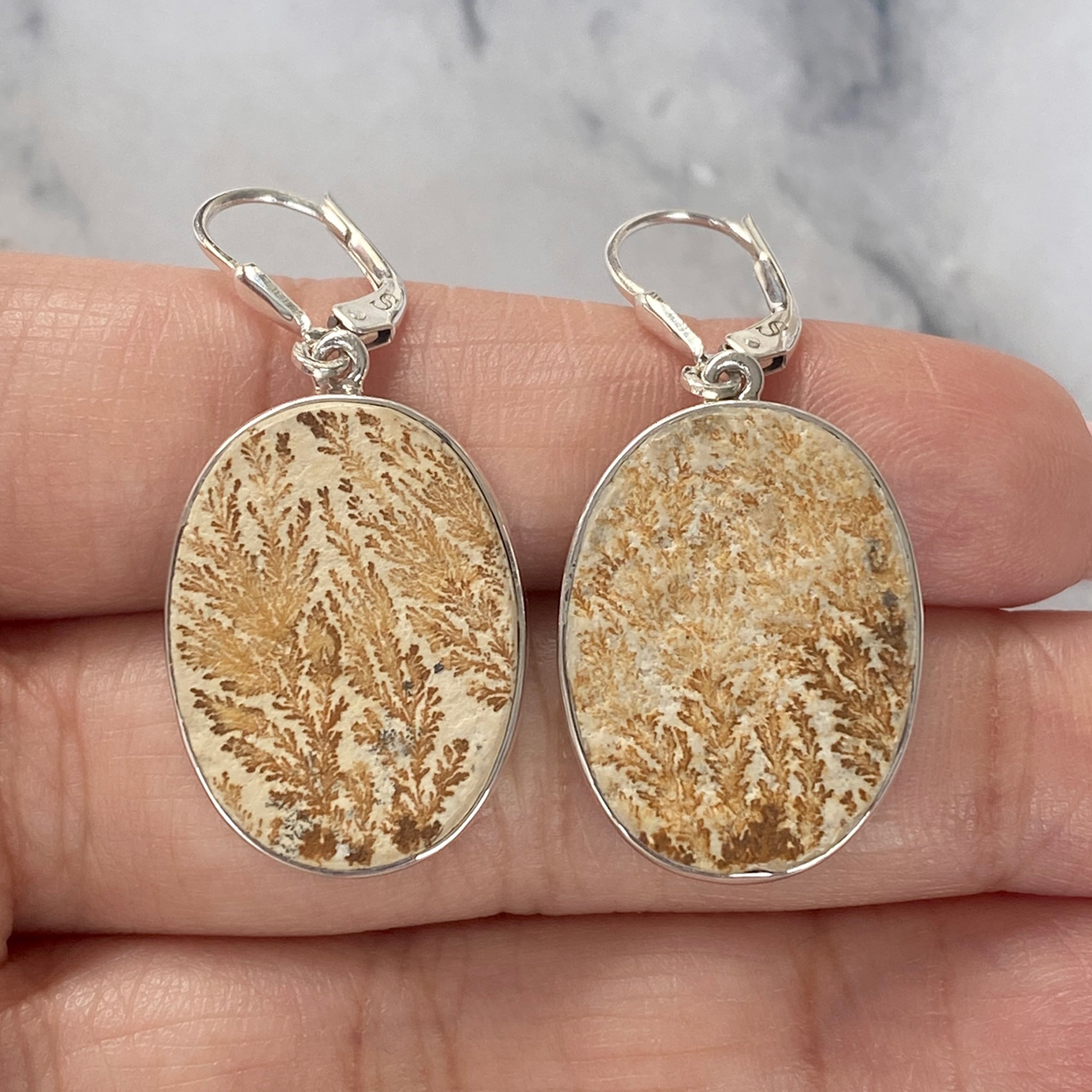 Psilomelane Dendrite Earring-(PSD-E-1.)
