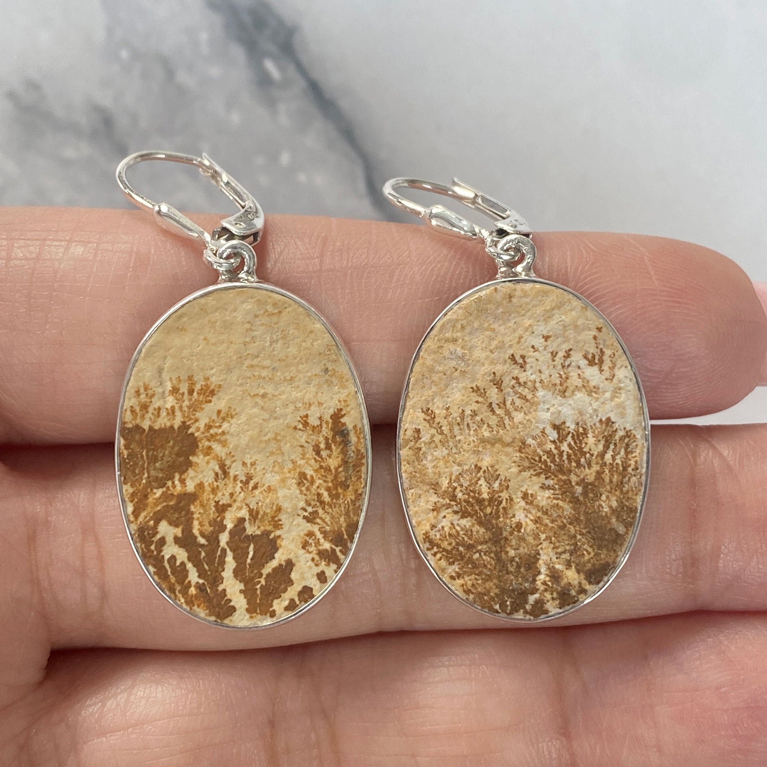 Psilomelane Dendrite Earring-(PSD-E-10.)