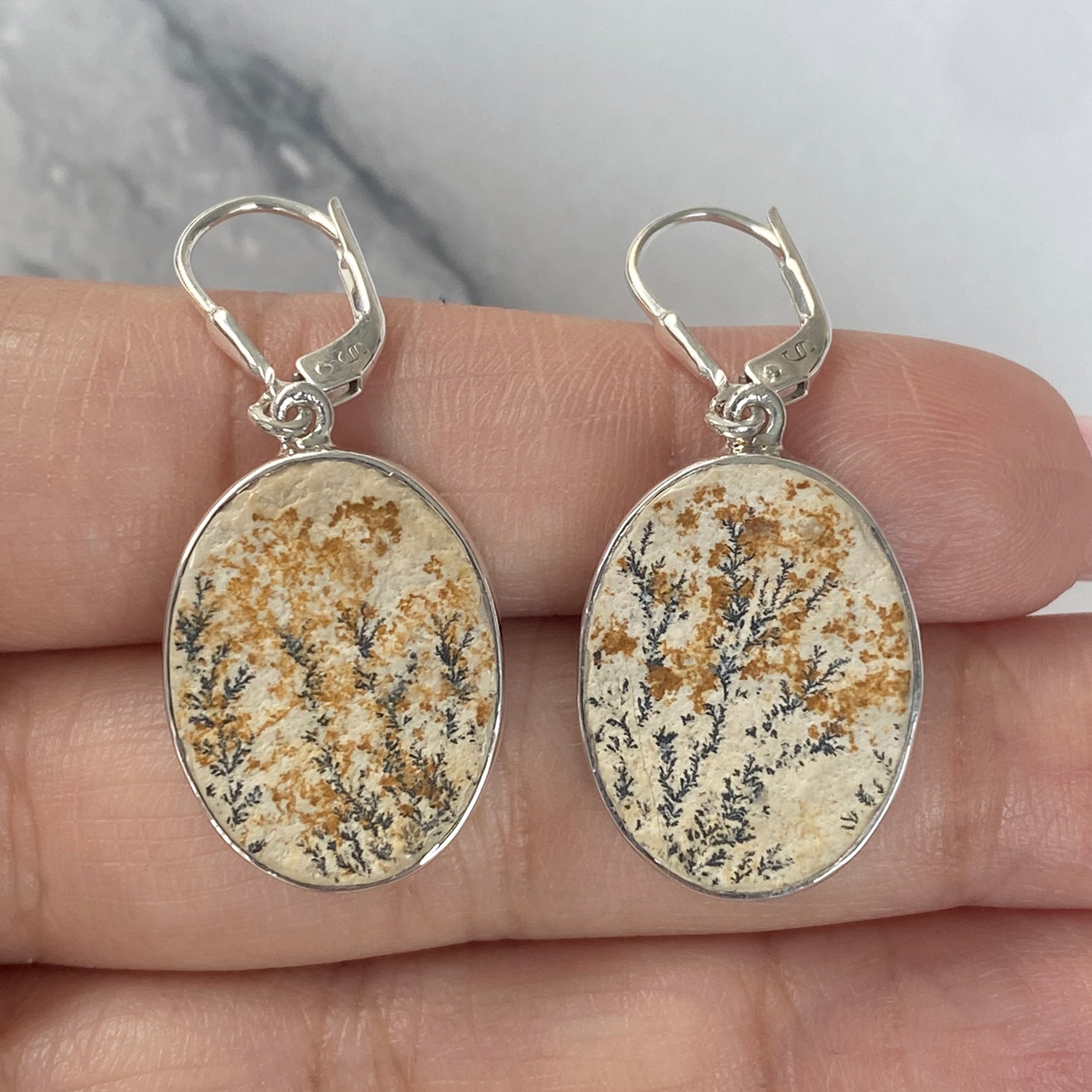 Psilomelane Dendrite Earring-(PSD-E-12.)