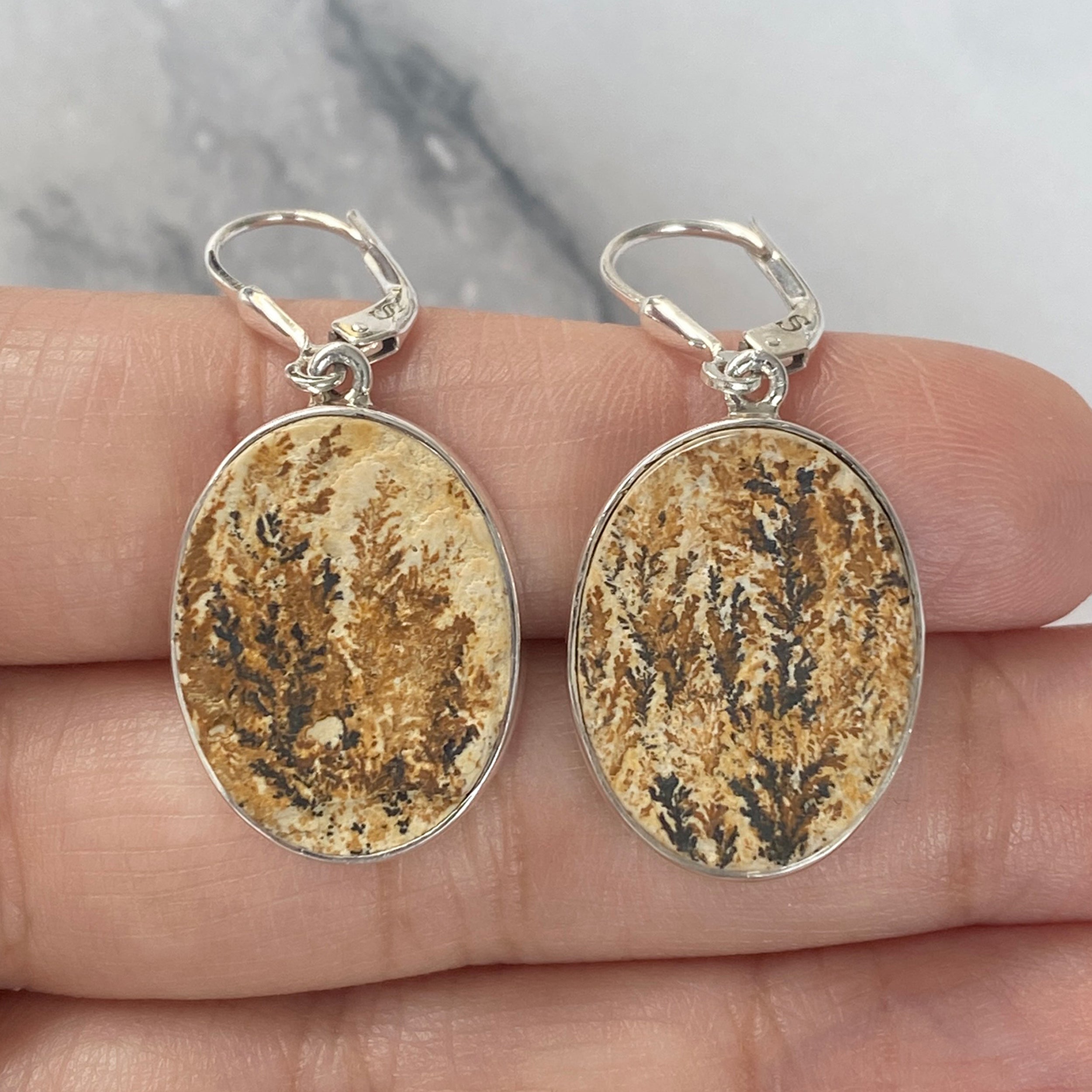 Psilomelane Dendrite Earring-(PSD-E-16.)