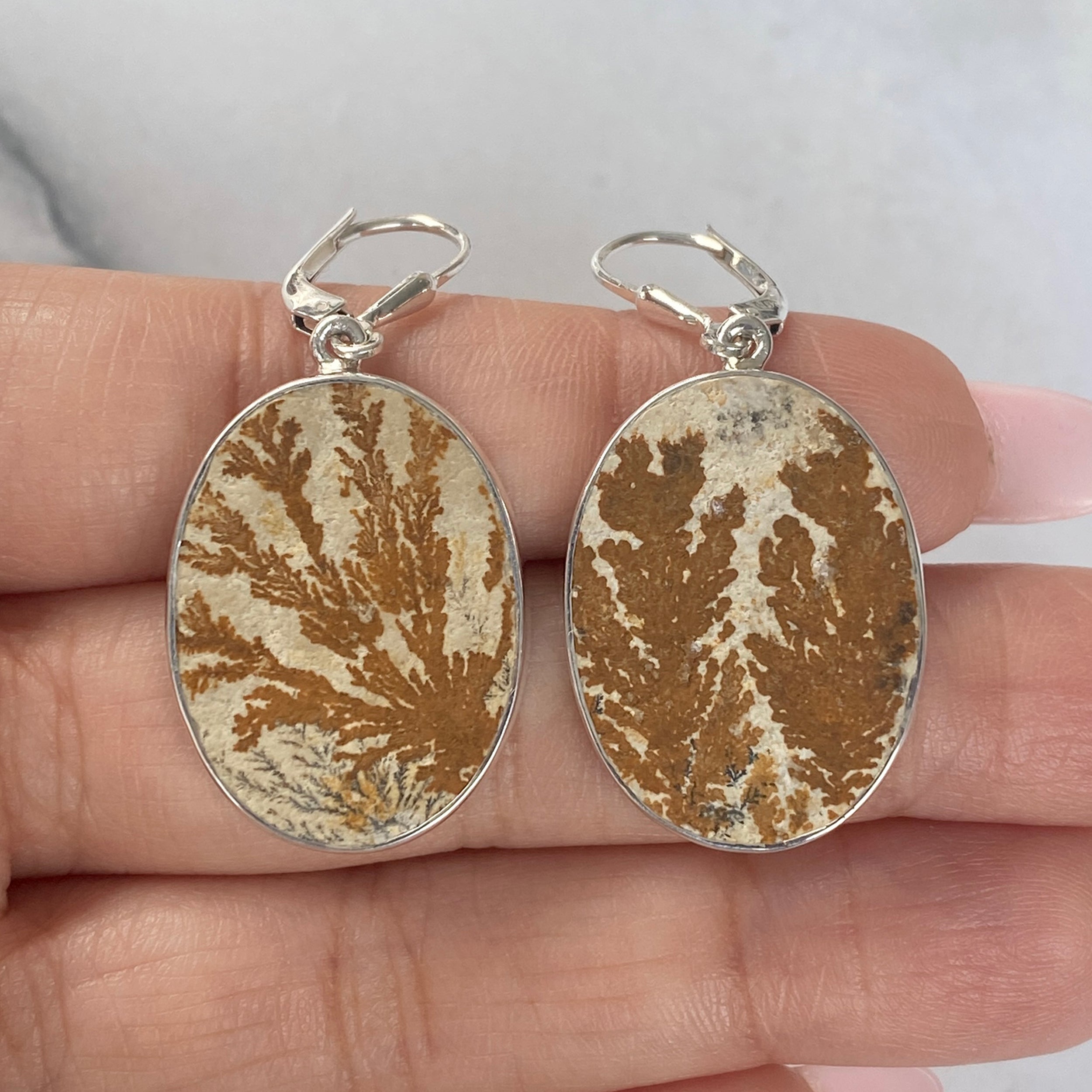 Psilomelane Dendrite Earring-(PSD-E-2.)