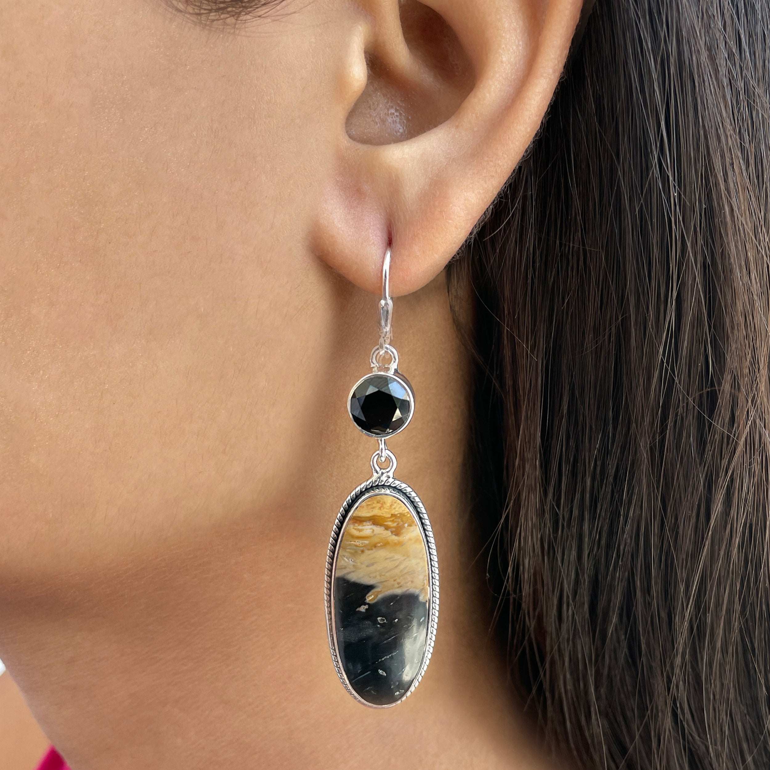 Plumroot Agate Earring-(PTJ-E-5.)