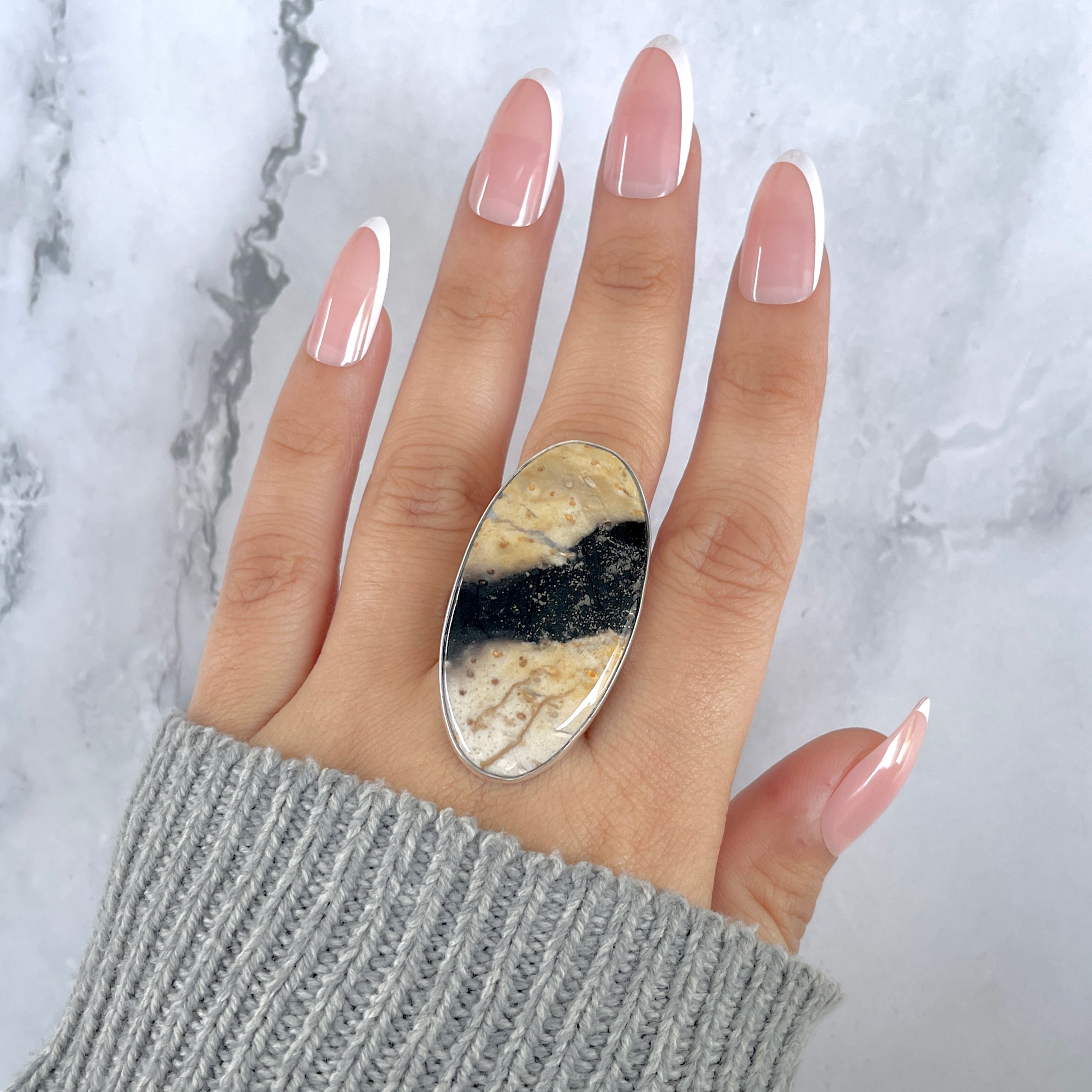 Plumroot Agate Adjustable Ring-(PTJ-R-42.)