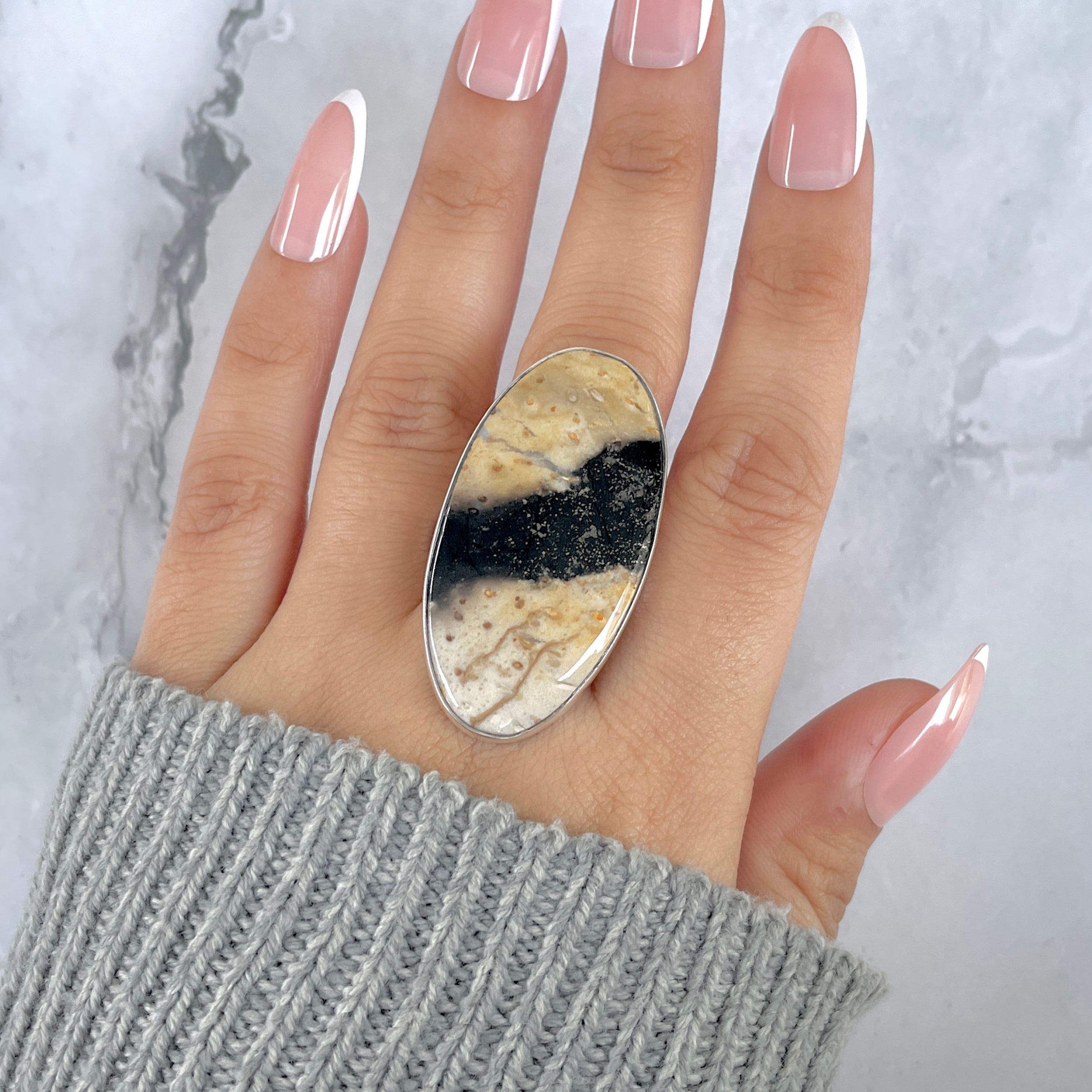 Plumroot Agate Adjustable Ring-(PTJ-R-42.)
