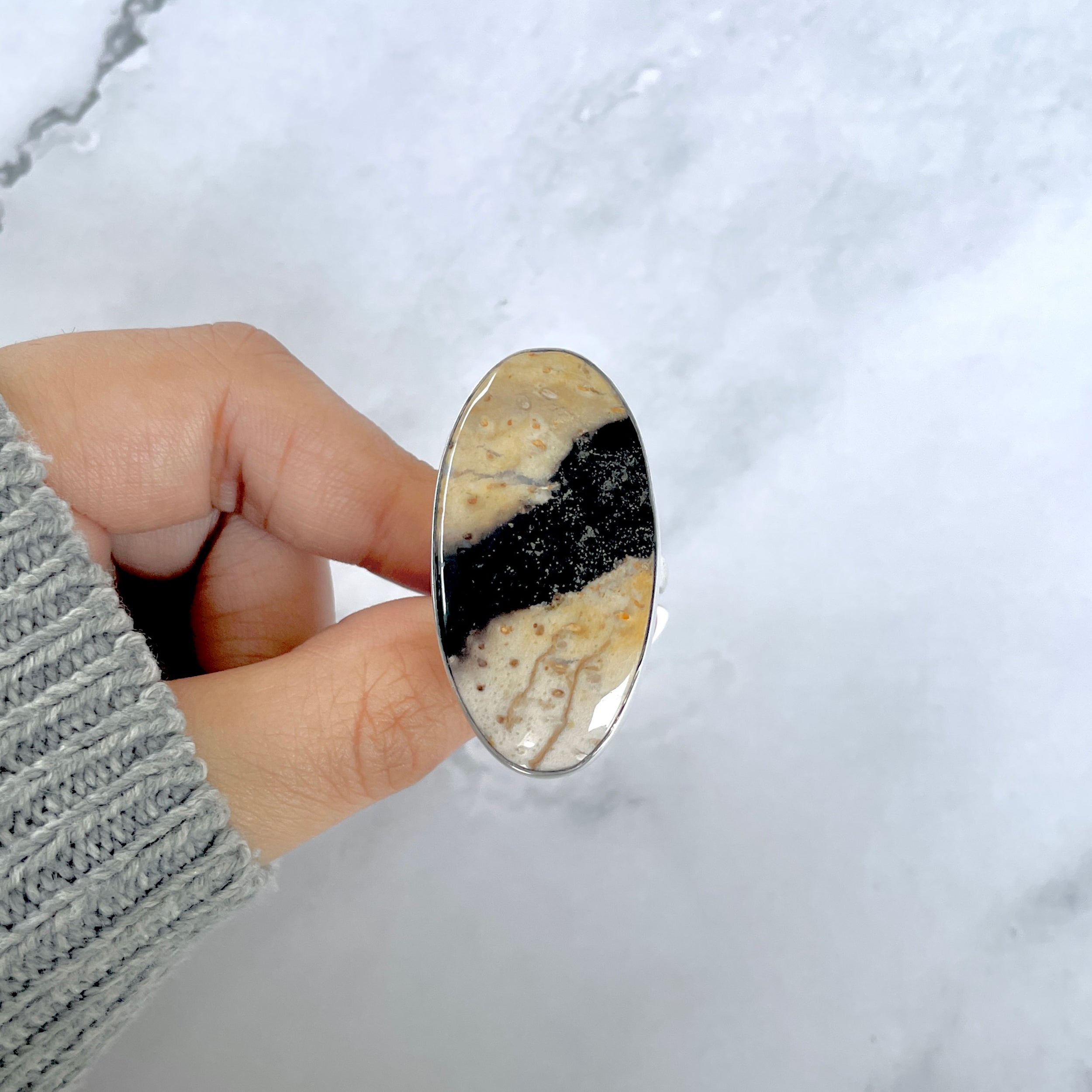 Plumroot Agate Adjustable Ring-(PTJ-R-42.)