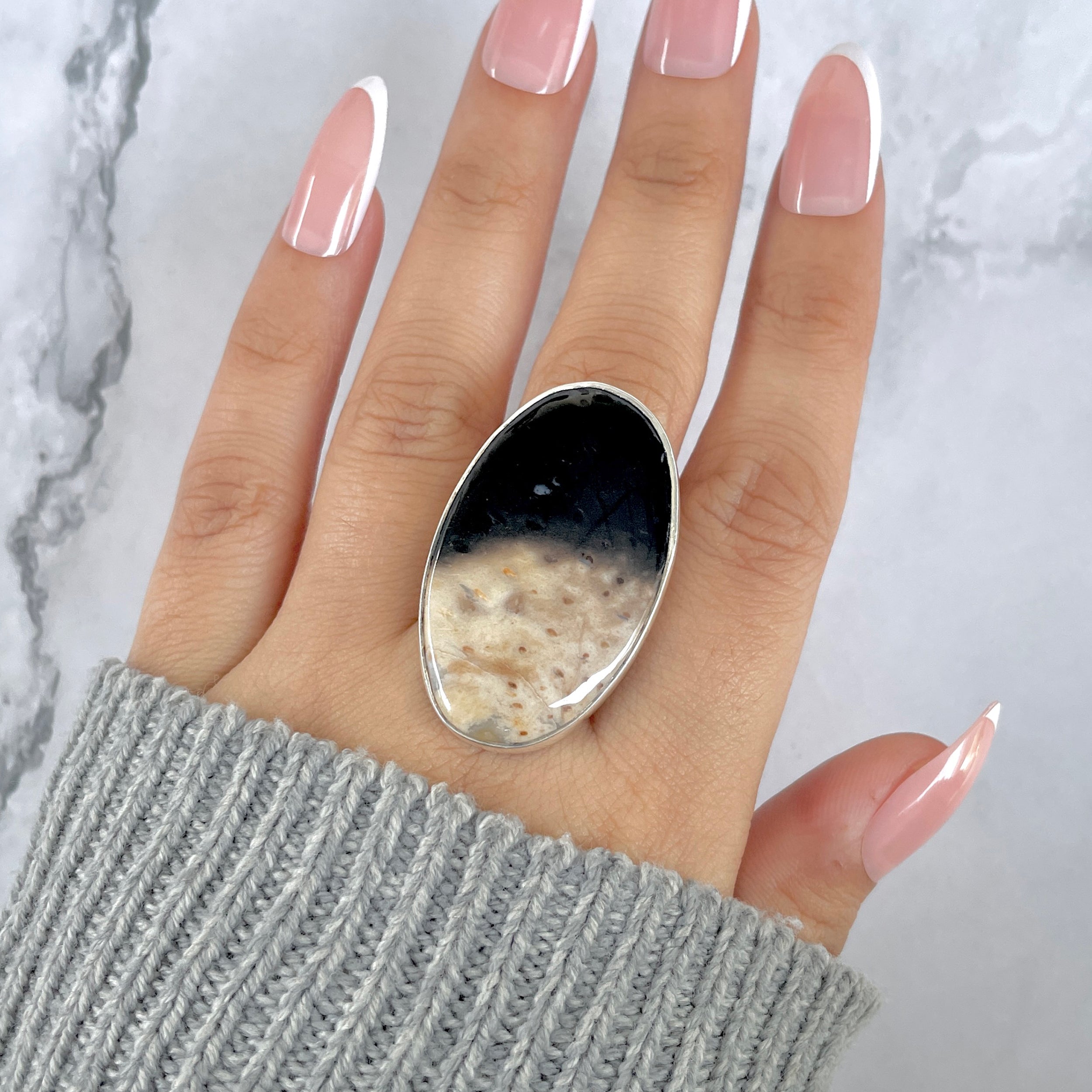 Plumroot Agate Adjustable Ring-(PTJ-R-44.)