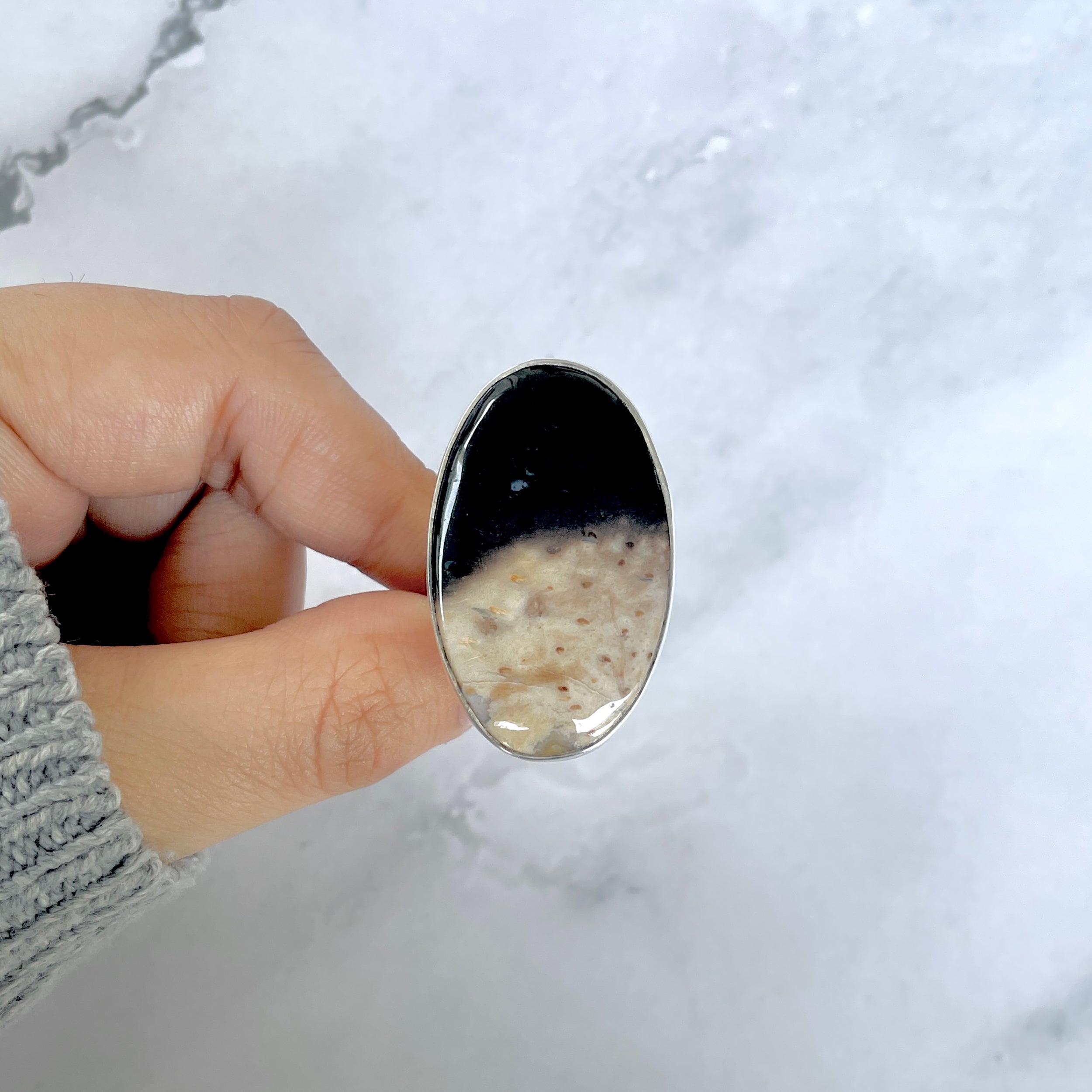 Plumroot Agate Adjustable Ring-(PTJ-R-44.)