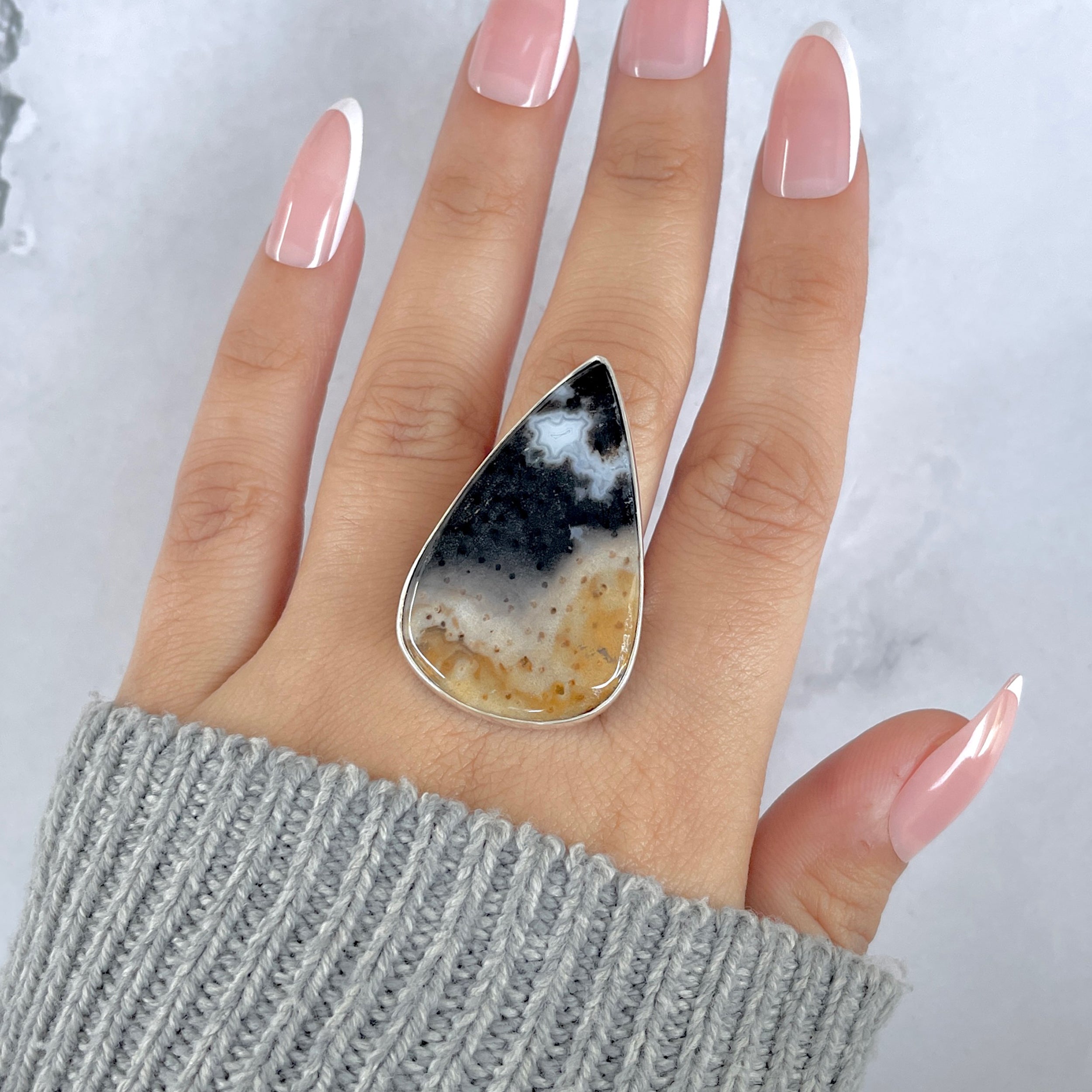 Plumroot Agate Adjustable Ring-(PTJ-R-45.)