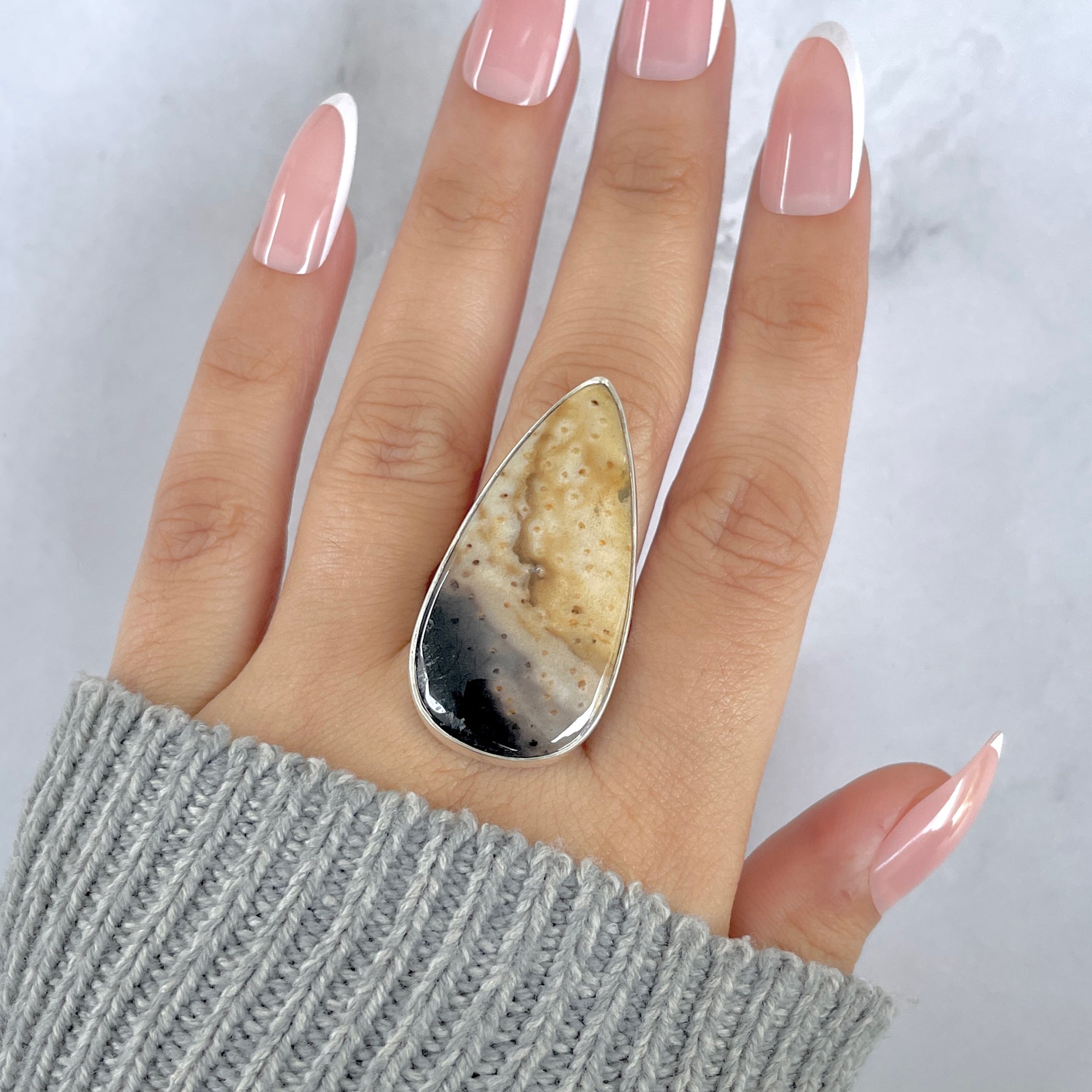 Plumroot Agate Adjustable Ring-(PTJ-R-47.)
