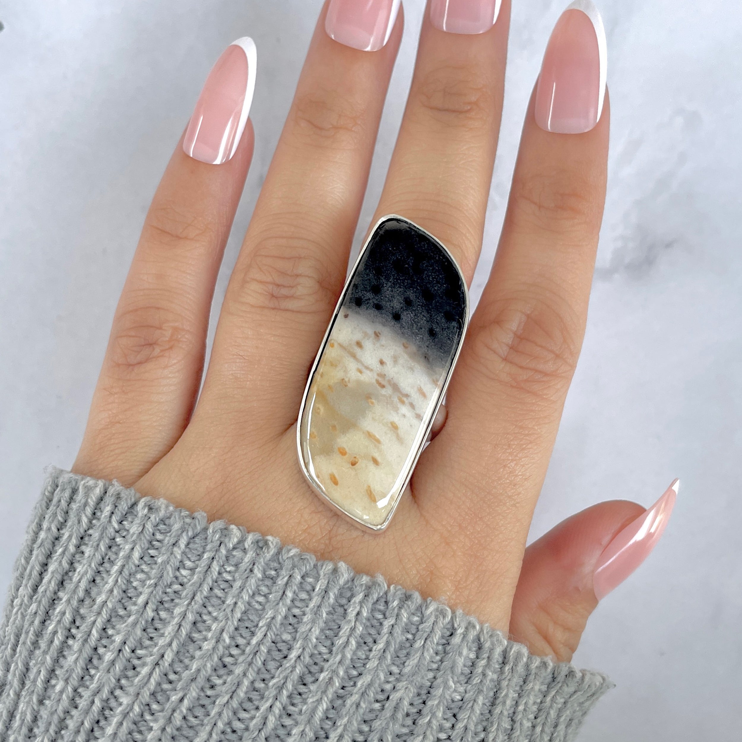 Plumroot Agate Adjustable Ring-(PTJ-R-48.)