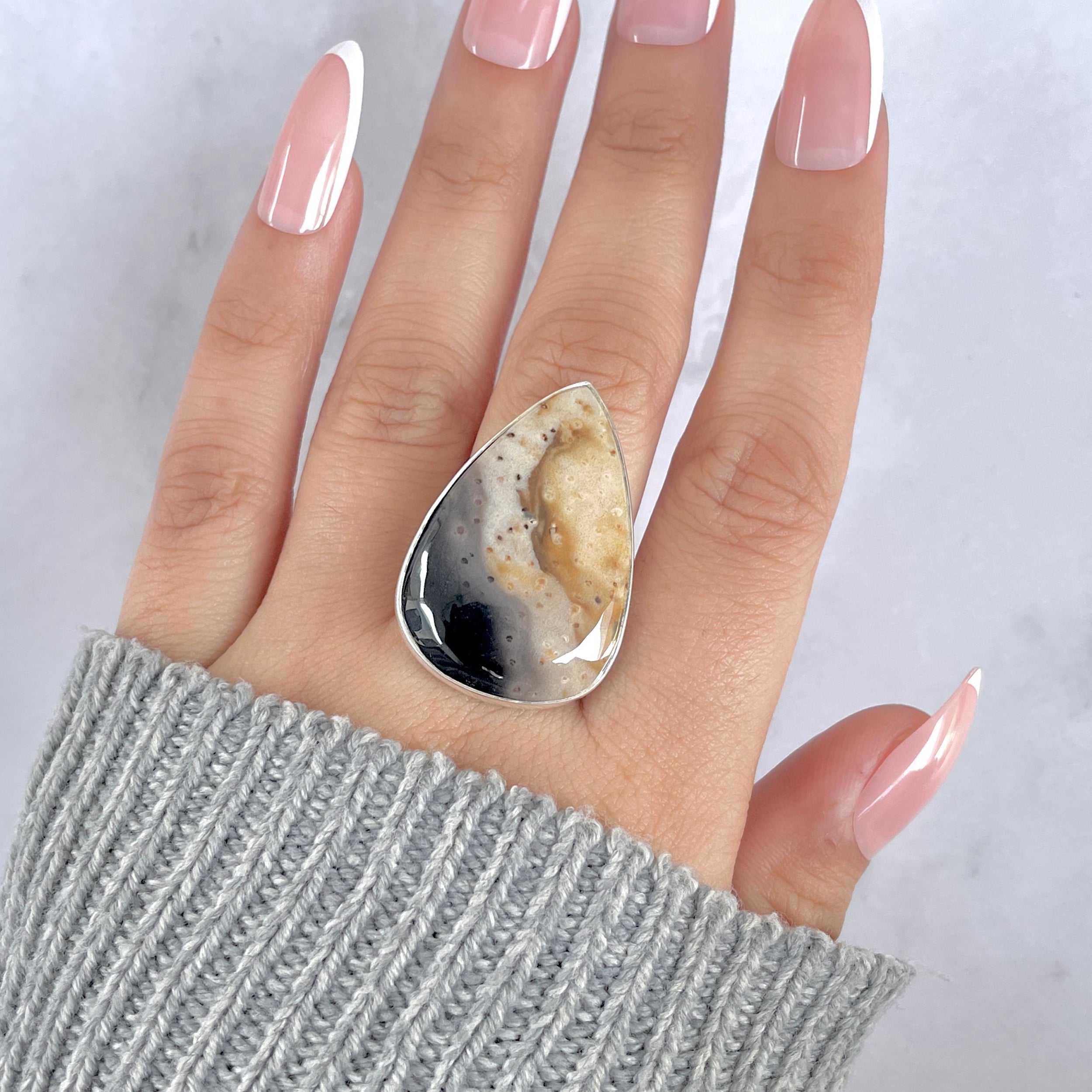 Plumroot Agate Adjustable Ring-(PTJ-R-49.)